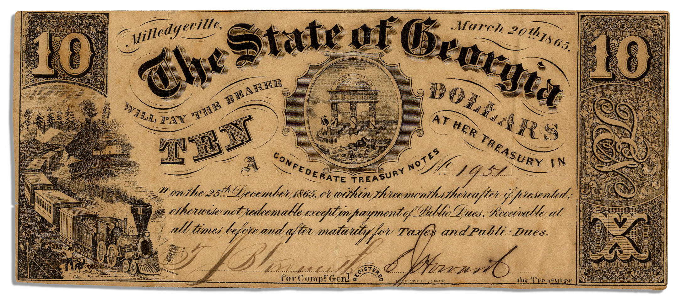 Lot Detail Confederate States of America Currency Ten Dollar