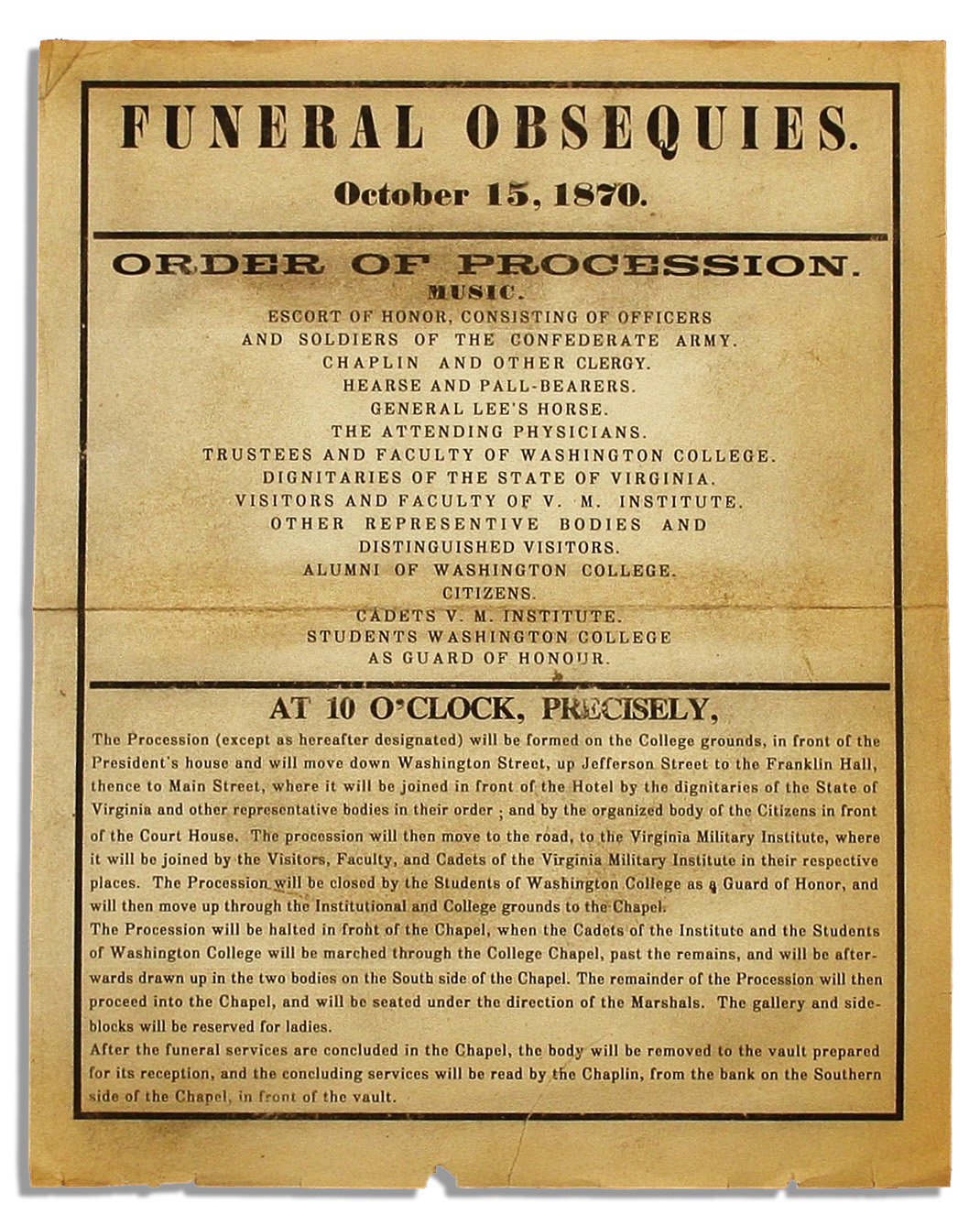Lot Detail Original Robert E. Lee Funeral Obsequies Broadside