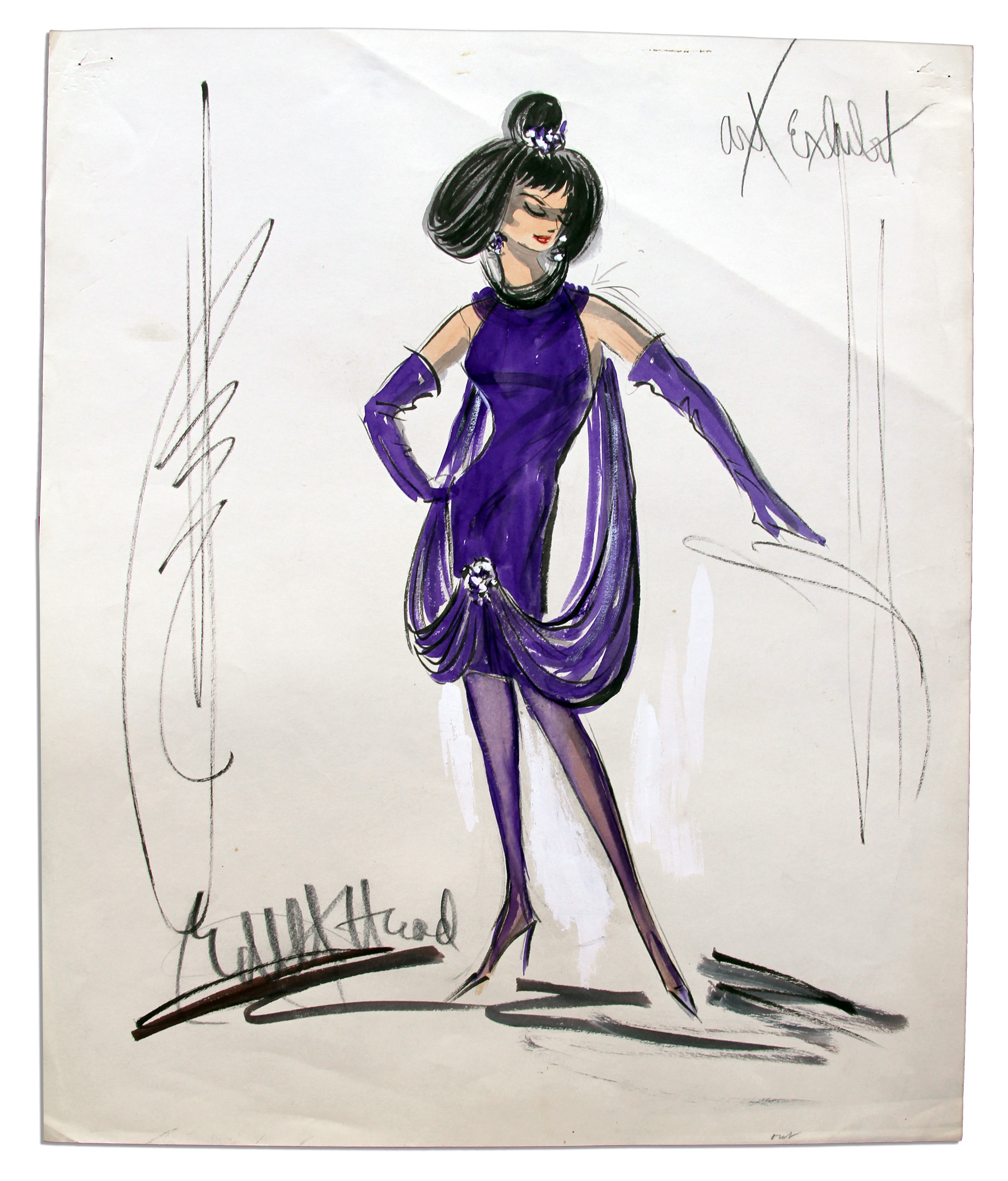 Lot Detail Shirley MacLaine Costume Sketch From the 1964 Film ''What