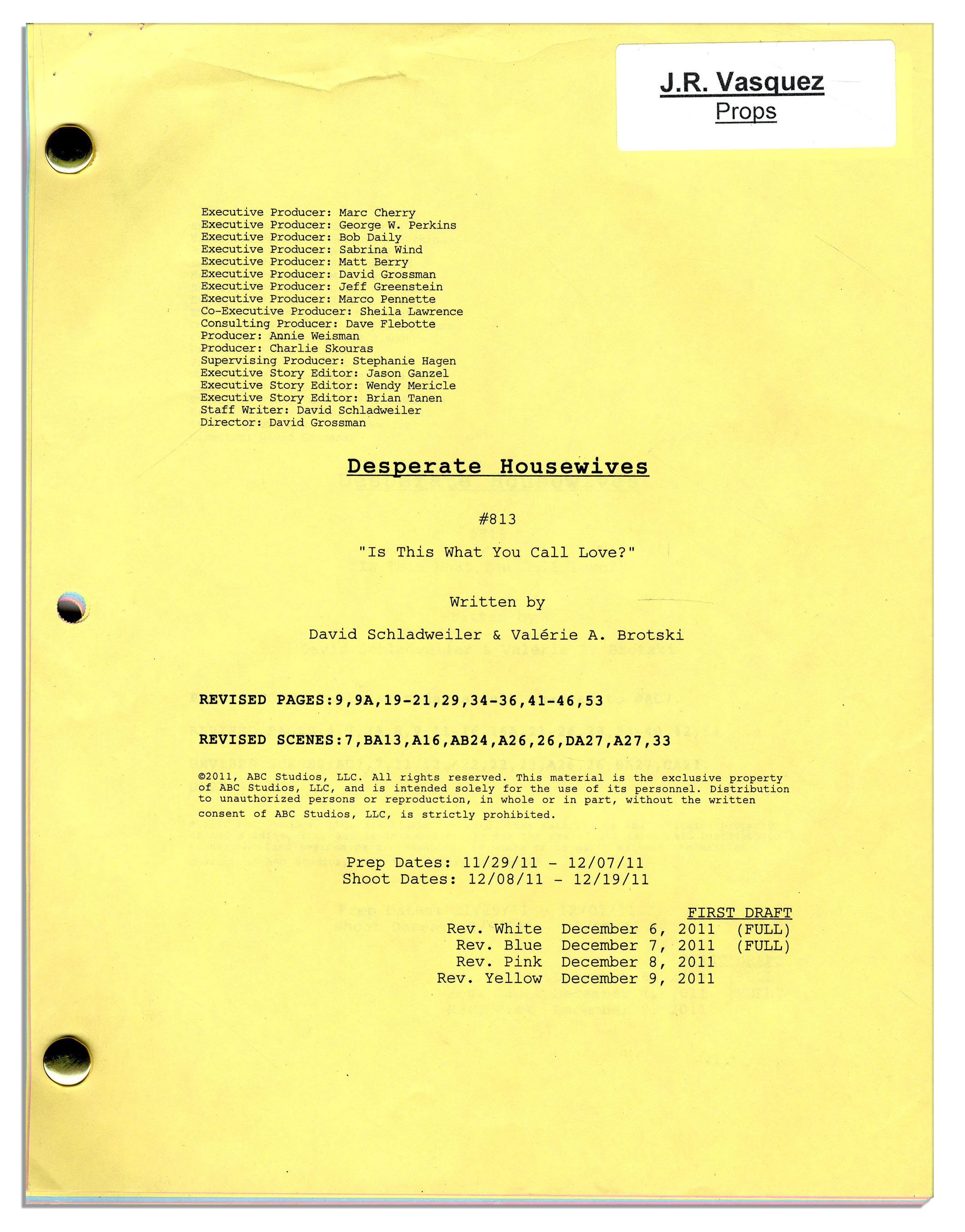 Lot Detail Desperate Housewives Final Season Original Script With