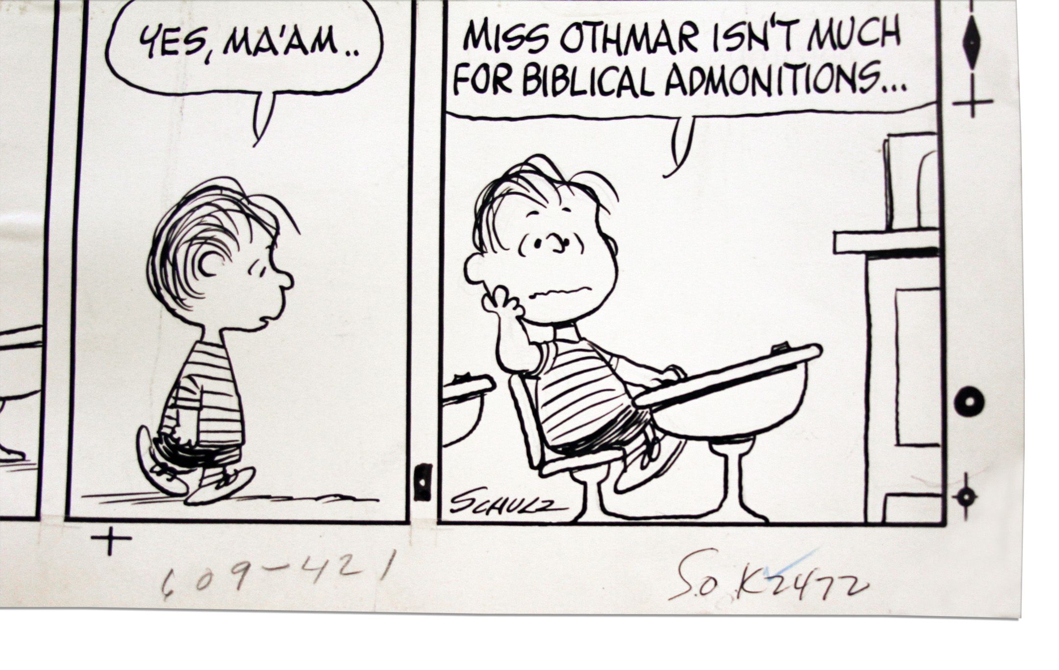 Lot Detail Charles Schulz HandDrawn ''Peanuts'' Sunday Strip