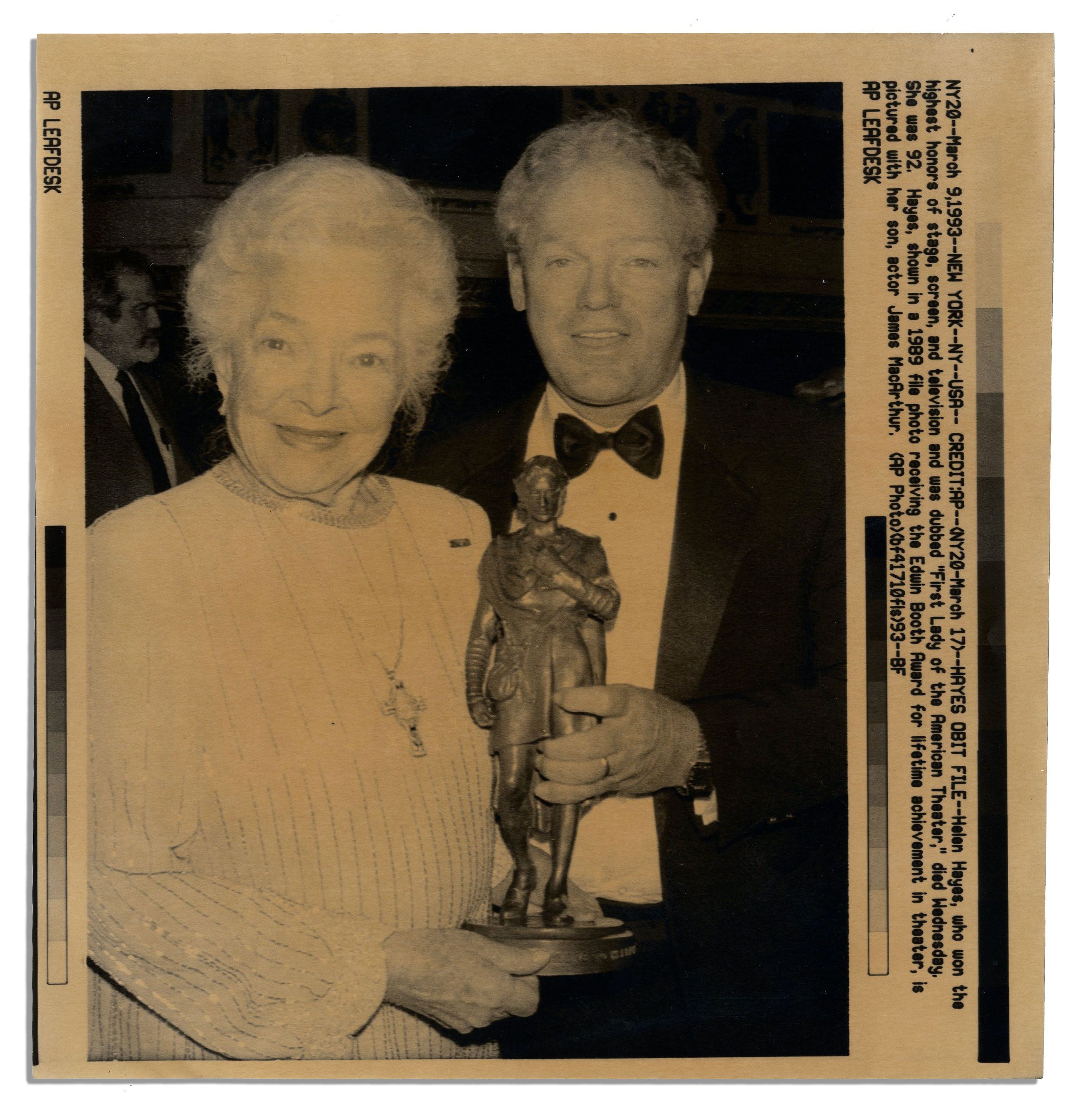 Lot Detail Edwin Booth Lifetime Achievement Award Presented to