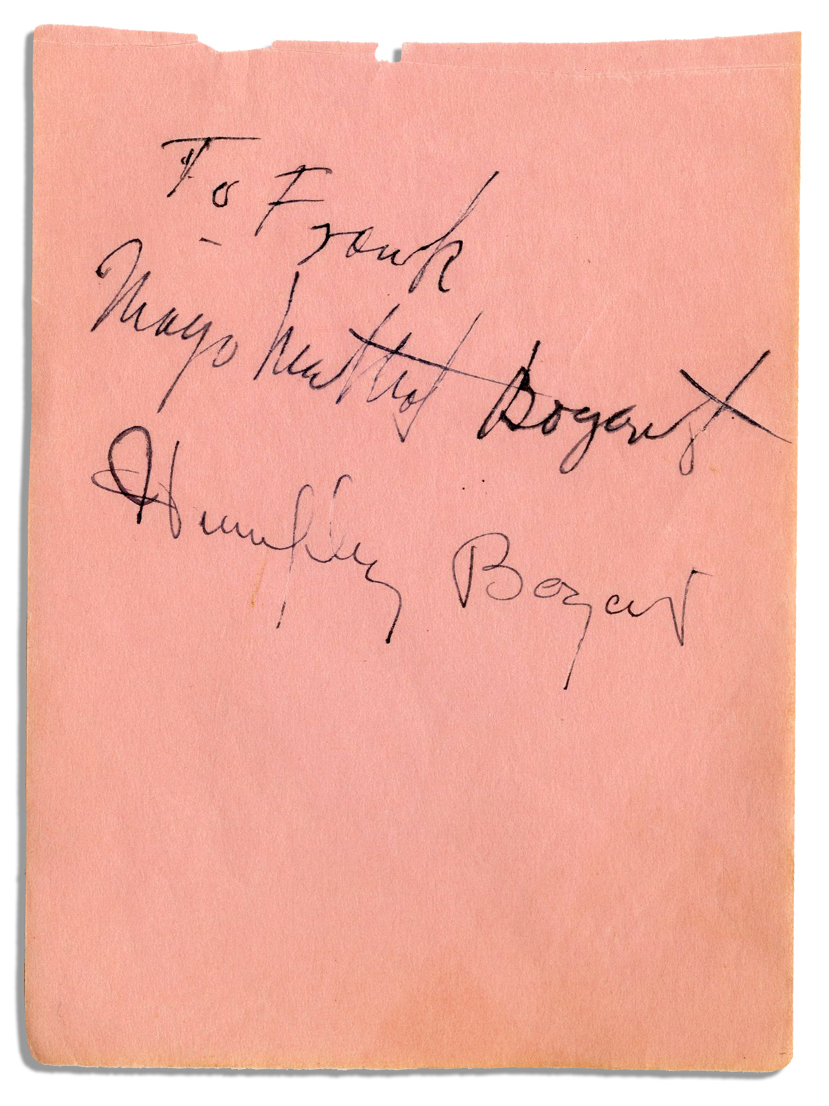 Lot Detail Humphrey Bogart Signature, Circa Early 1940's