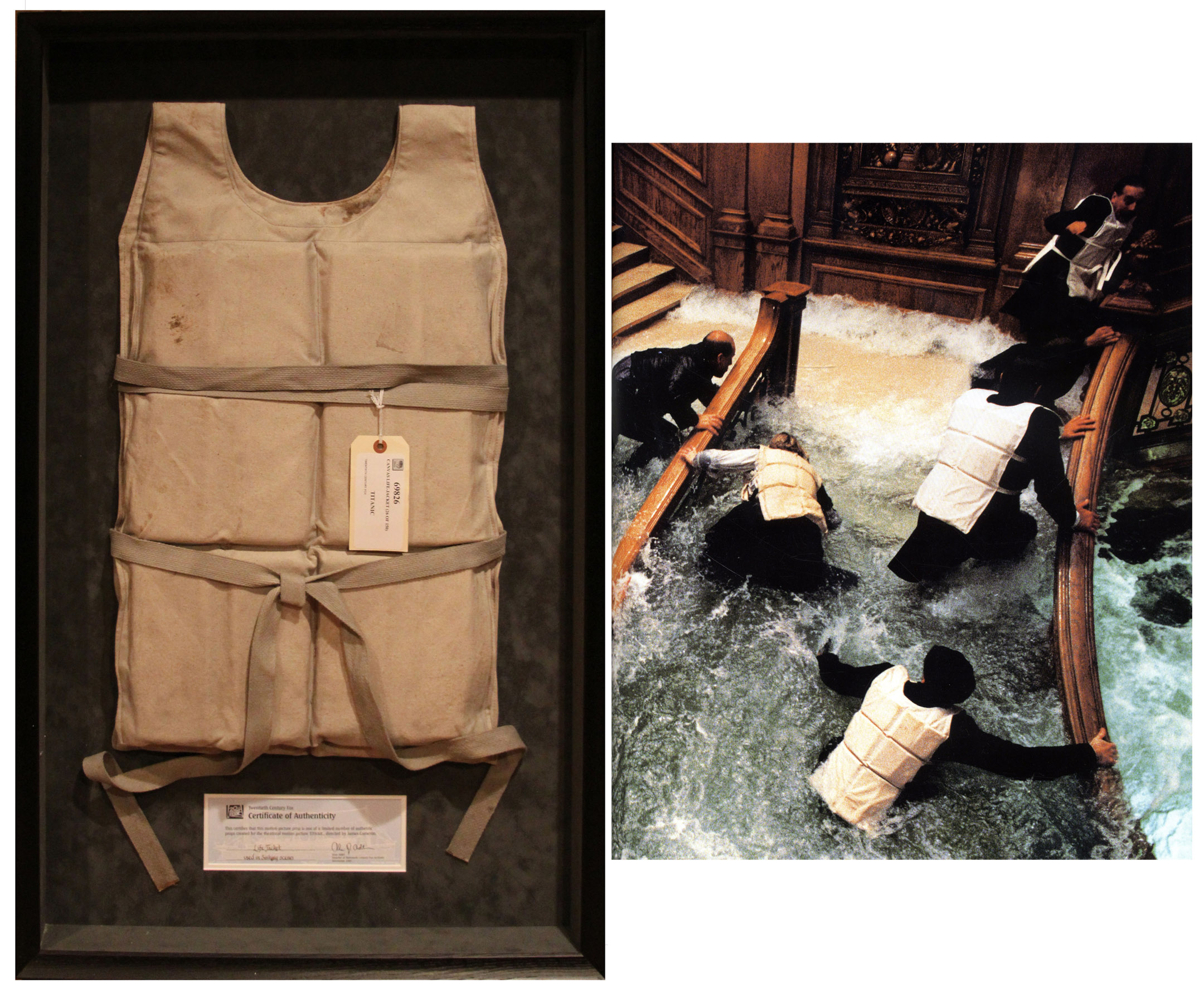 Lot Detail Life Vest Worn Onscreen in the 1997 Epic ''Titanic''