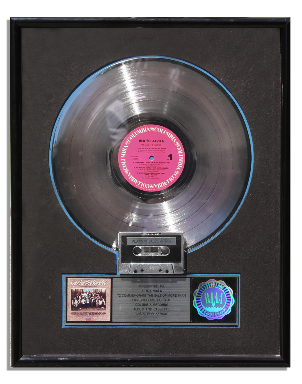 Lot Detail ''We Are the World'' Platinum Record RIAA Award 1985