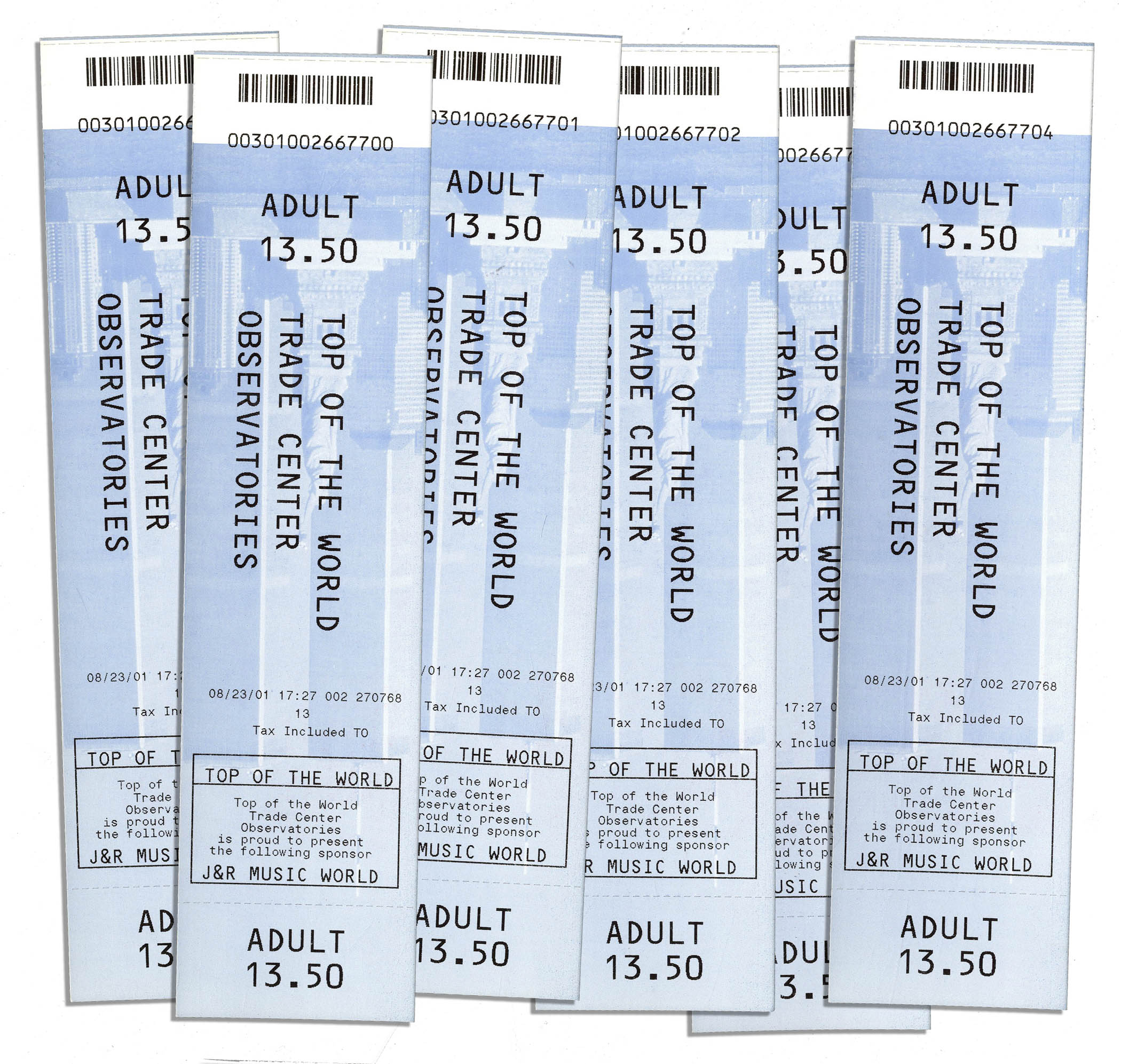 Lot Detail Lot of 6 Tickets to the World Trade Center From August
