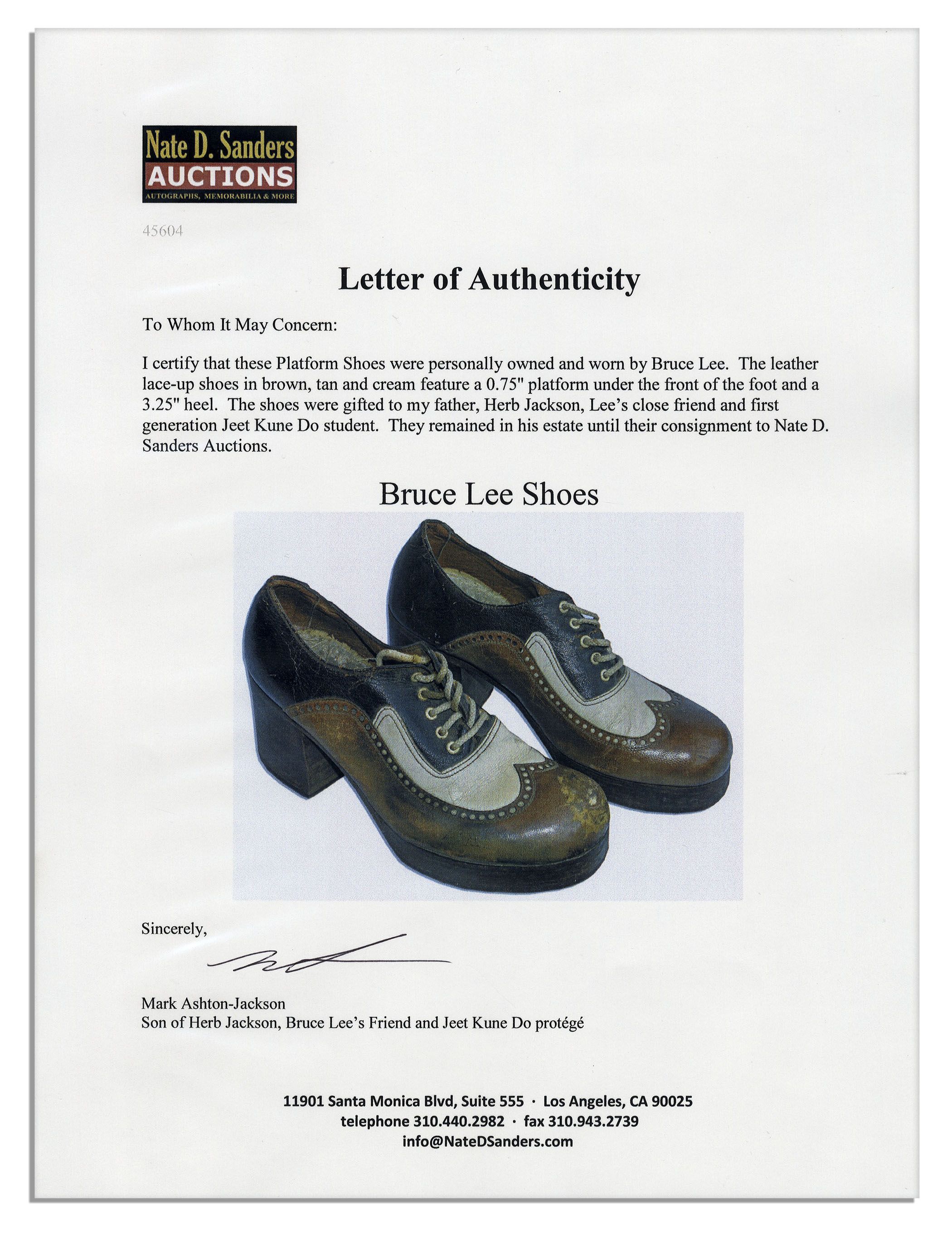 Lot Detail Bruce Lee's Personally Owned & Worn 3'' Platform Shoes