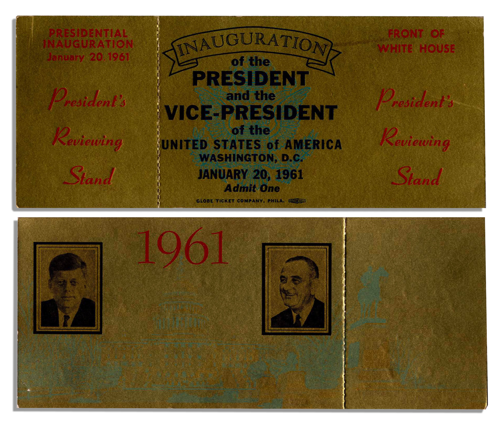 Lot Detail President John F. Kennedy Unused Inauguration Ticket