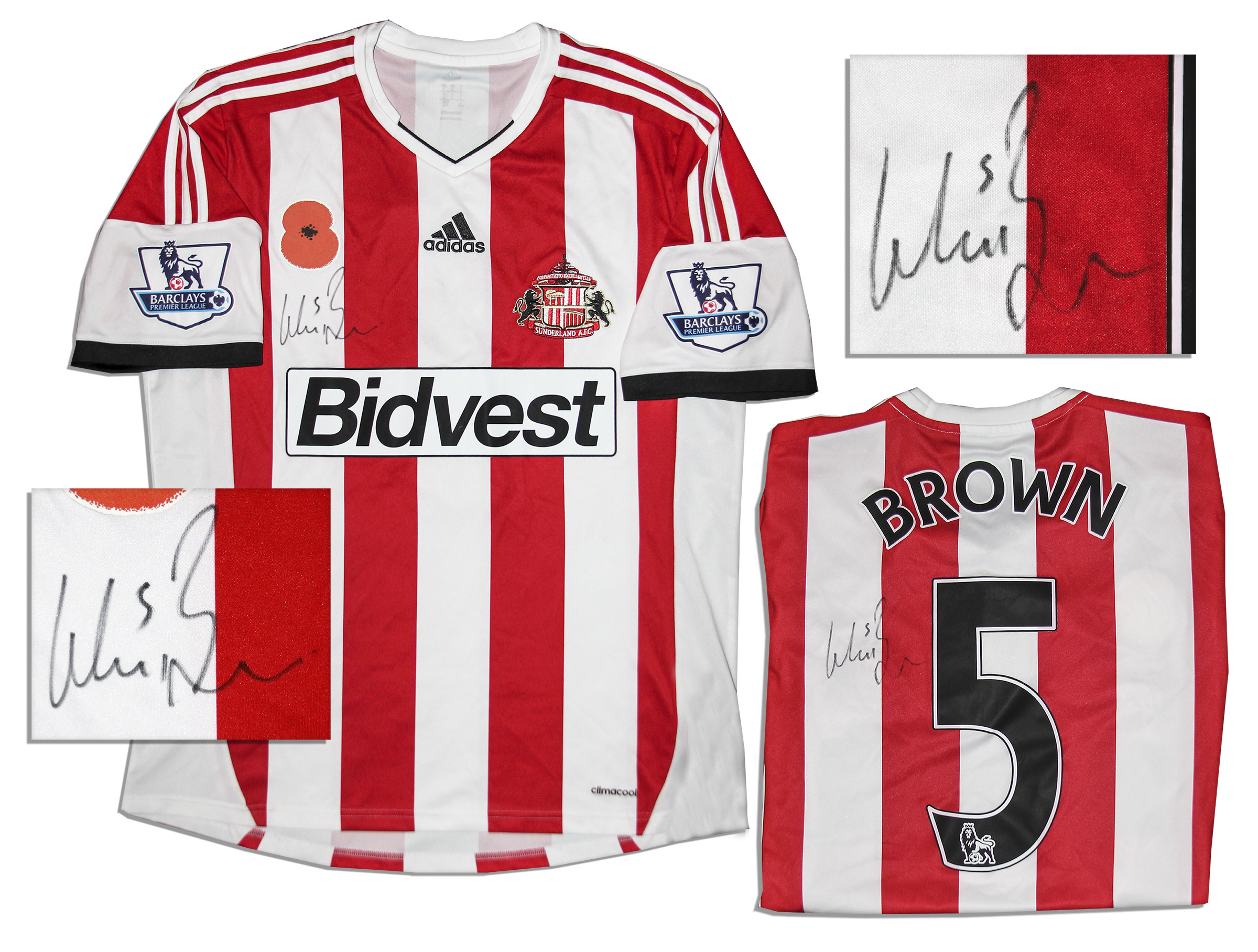 Lot Detail Wes Brown Match Worn Sunderland Football Shirt Signed
