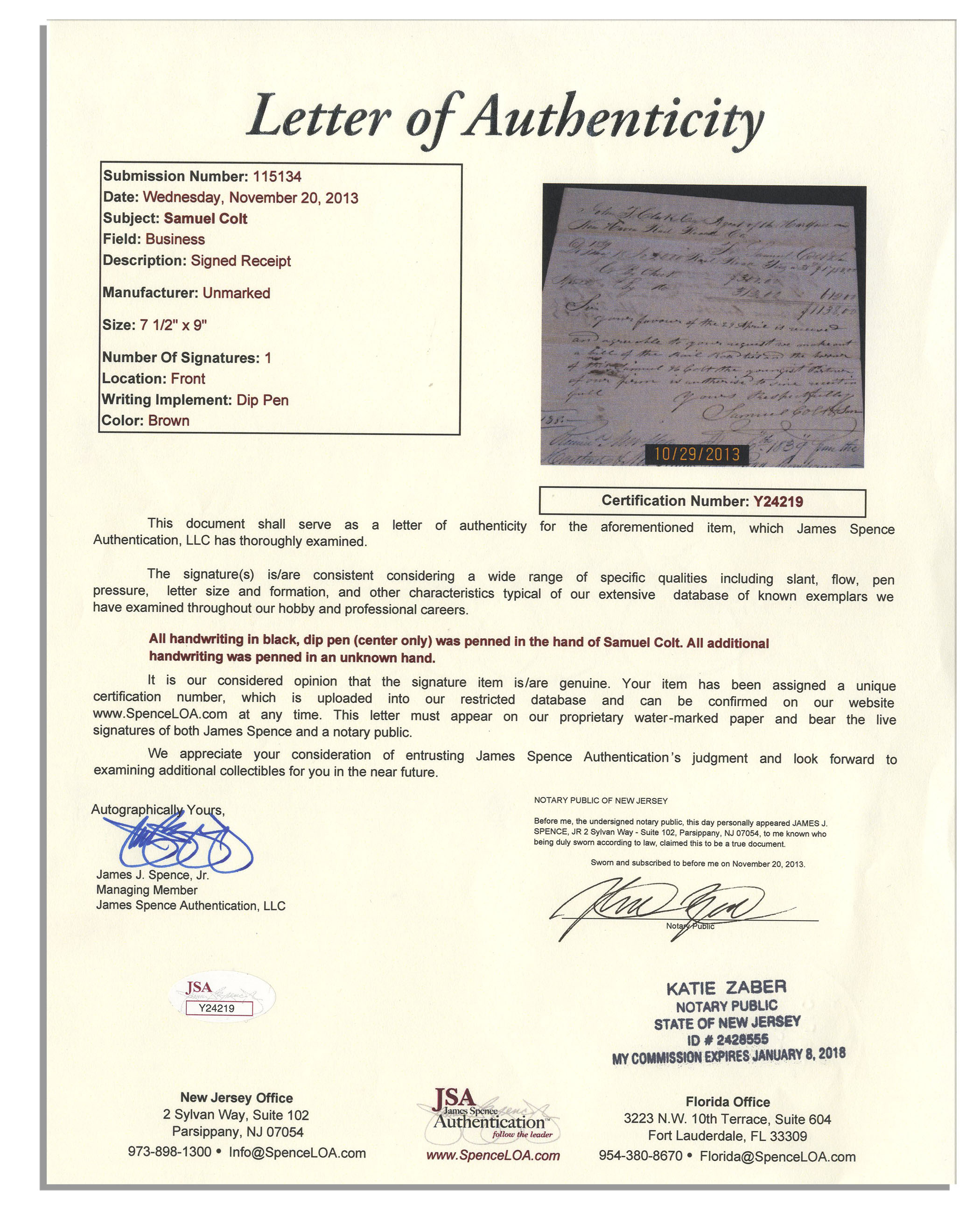 Lot Detail Autograph Letter Signed by Samuel Colt, Founder of Colt's