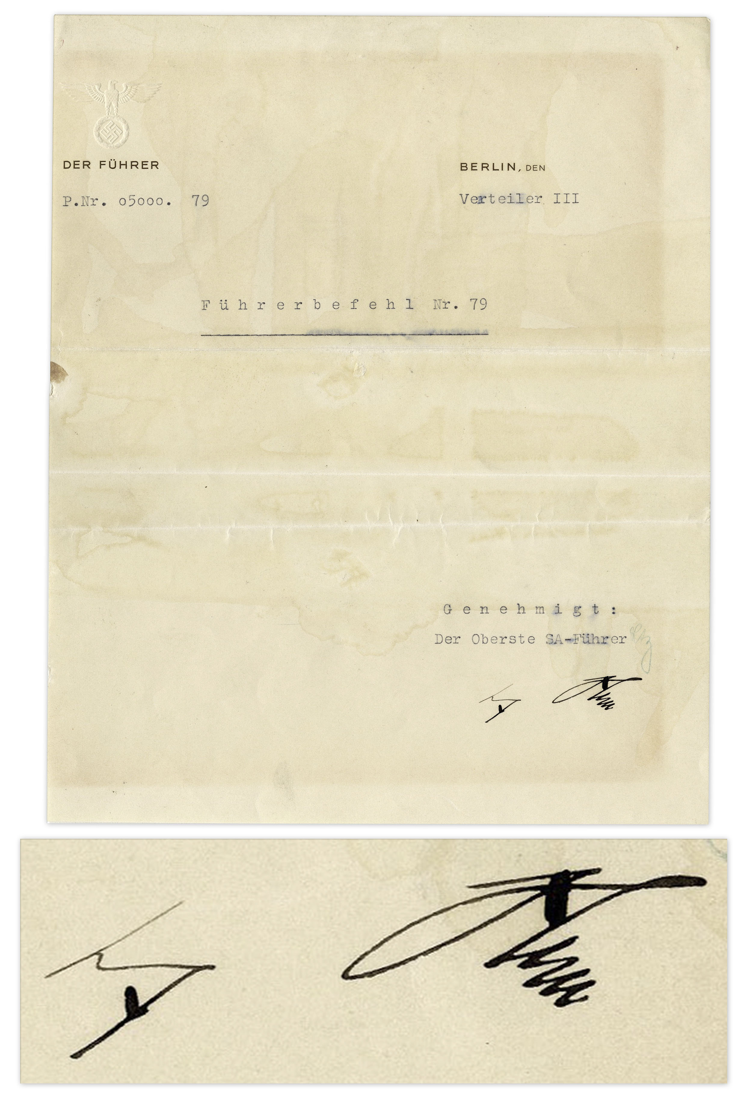 Lot Detail Adolf Hitler Document Signed as ''Der Fuhrer''