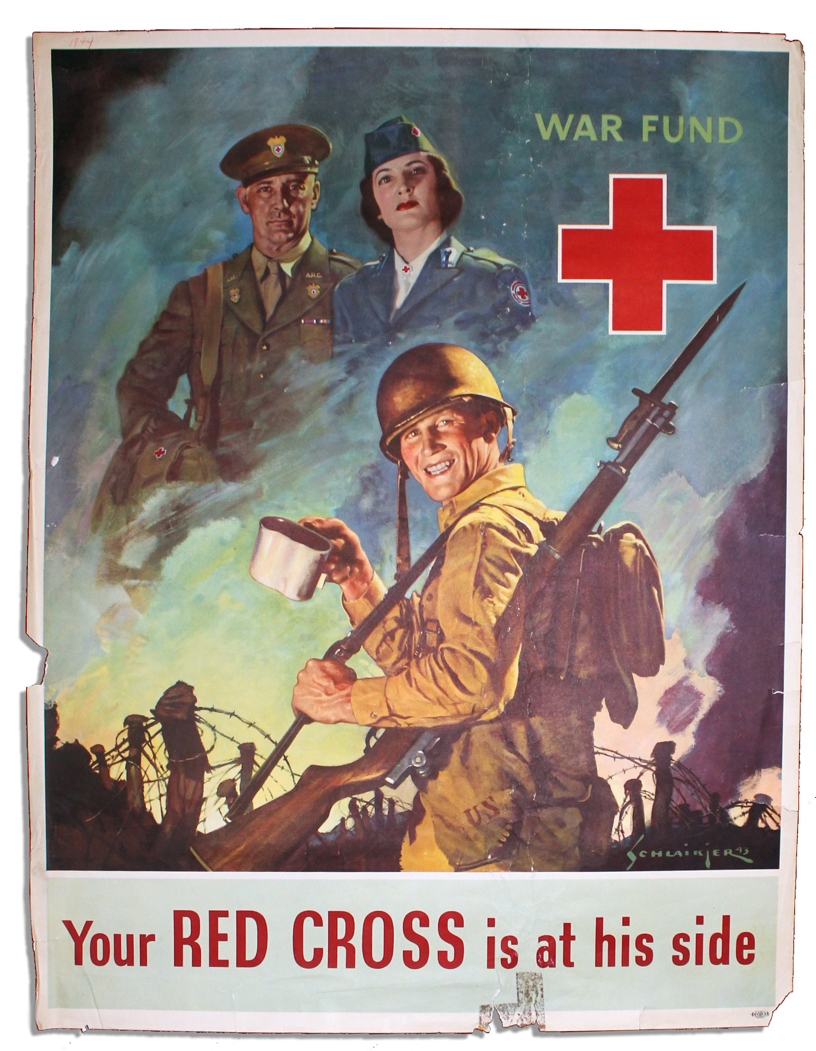 Lot Detail WWII American Red Cross Poster by Jes Schlaikjer
