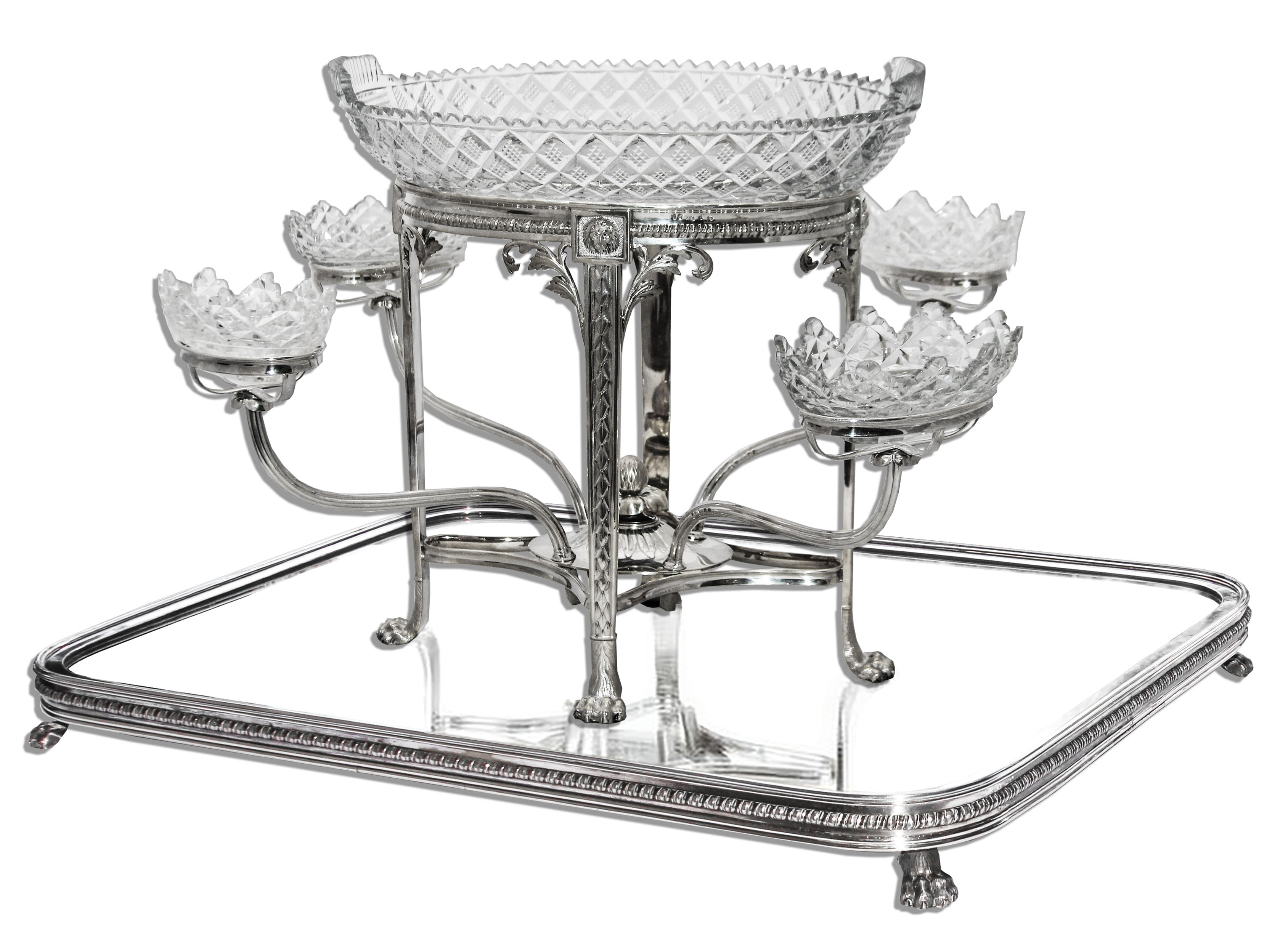 Lot Detail King III Style Silver & CutGlass Epergne With