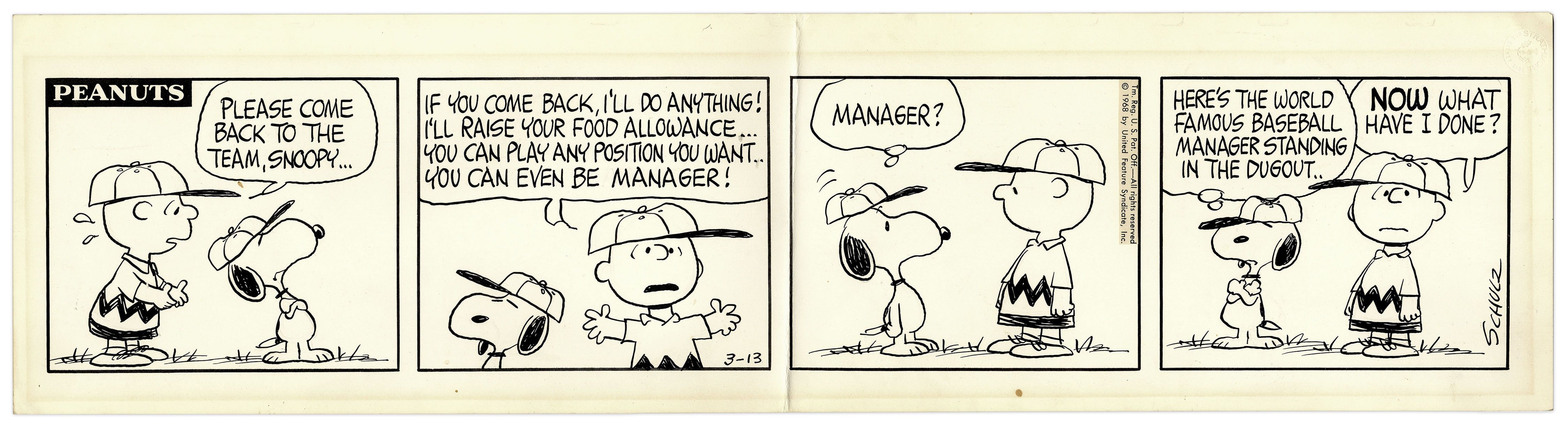 Lot Detail Charles Schulz HandDrawn ''Peanuts'' Strip Featuring