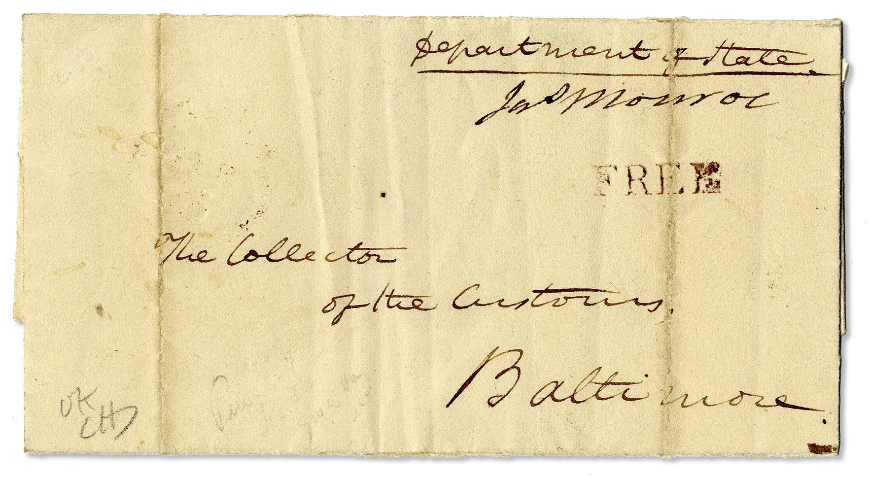 Lot Detail James Monroe Free Frank Signed as Secretary of State