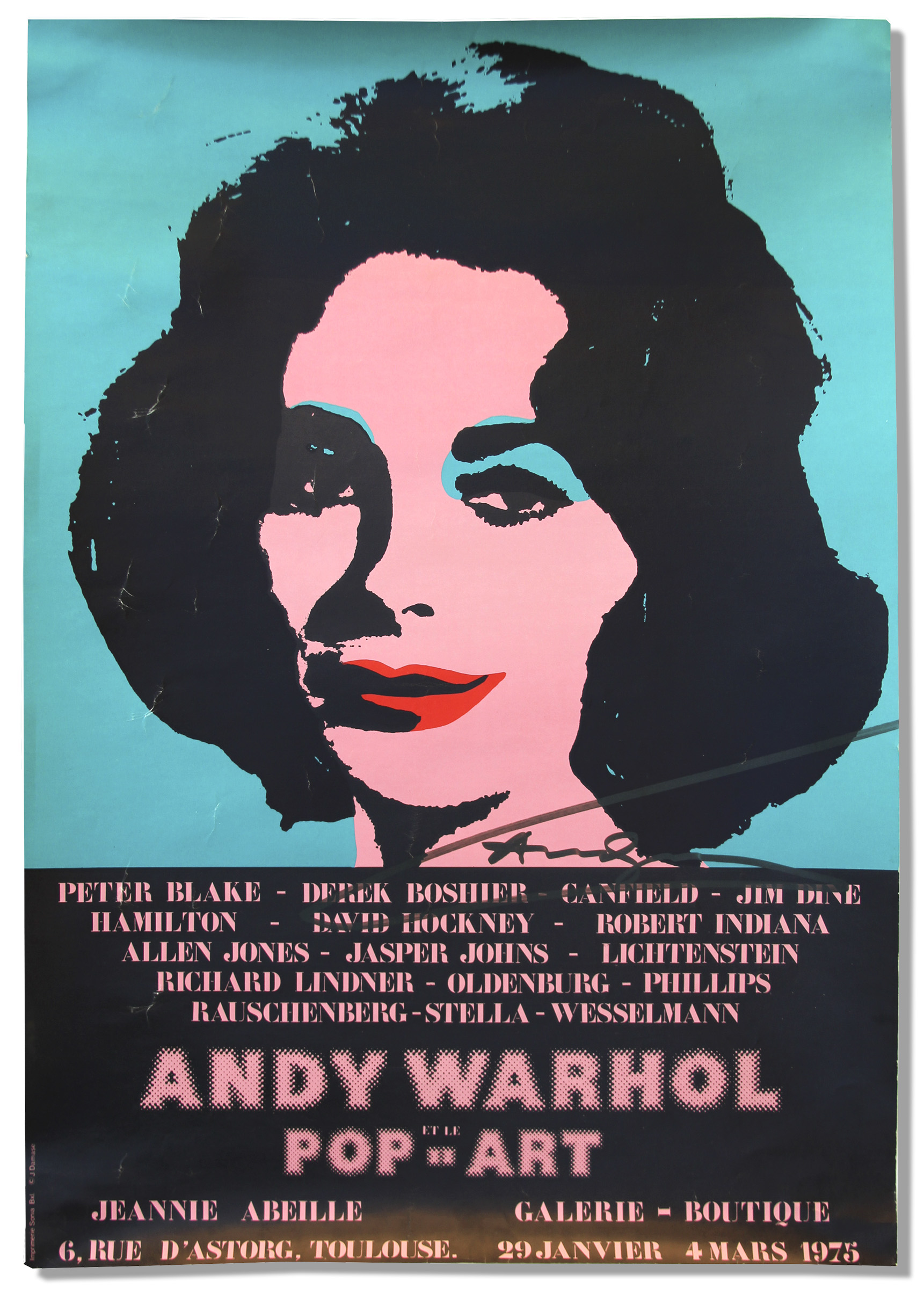 Lot Detail Andy Warhol Signed Poster of His Famous Elizabeth Taylor