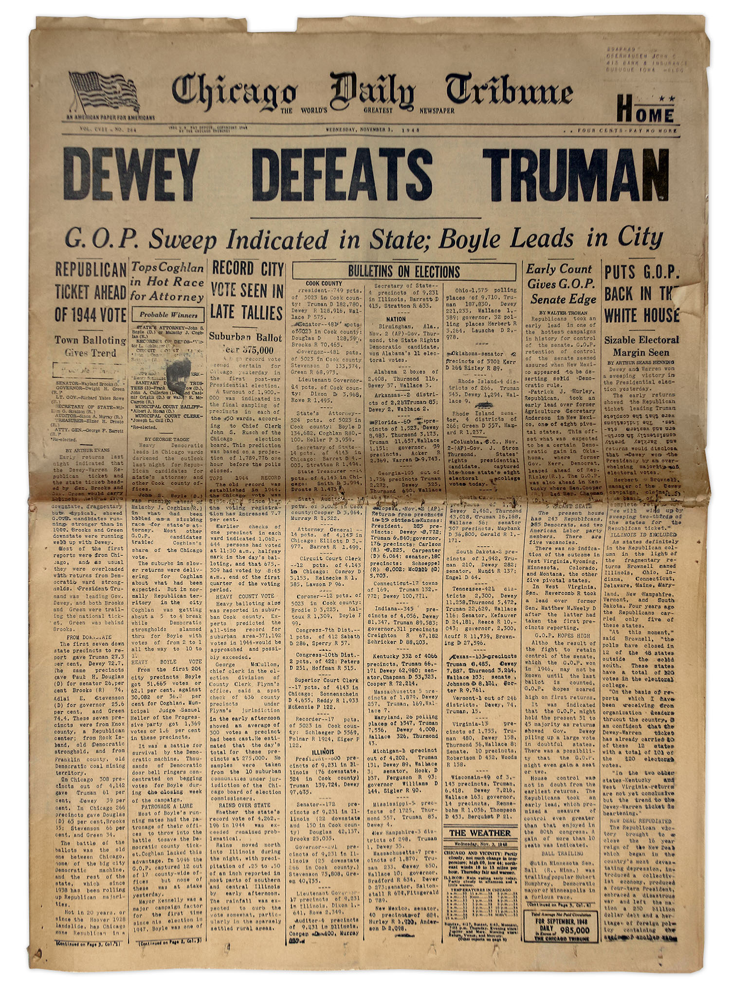 Lot Detail ''Dewey Defeats Truman'' Newspaper The Most Famous
