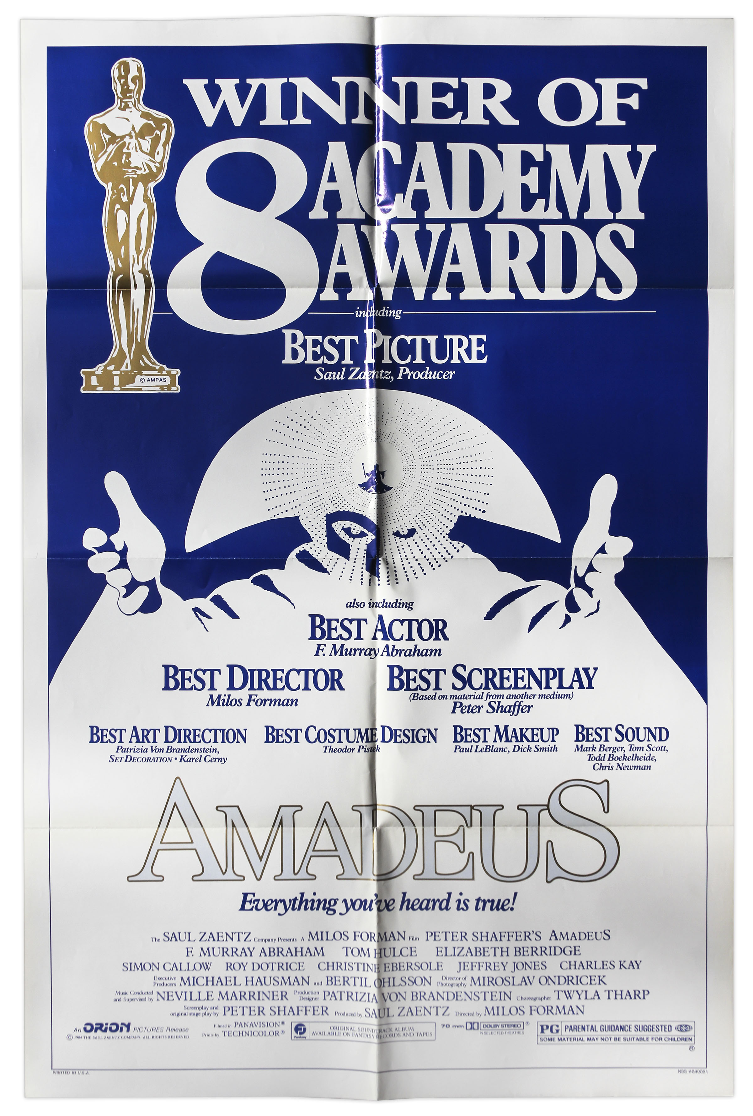 Lot Detail Large Academy Awards Poster for 1984 Best Picture ''Amadeus''