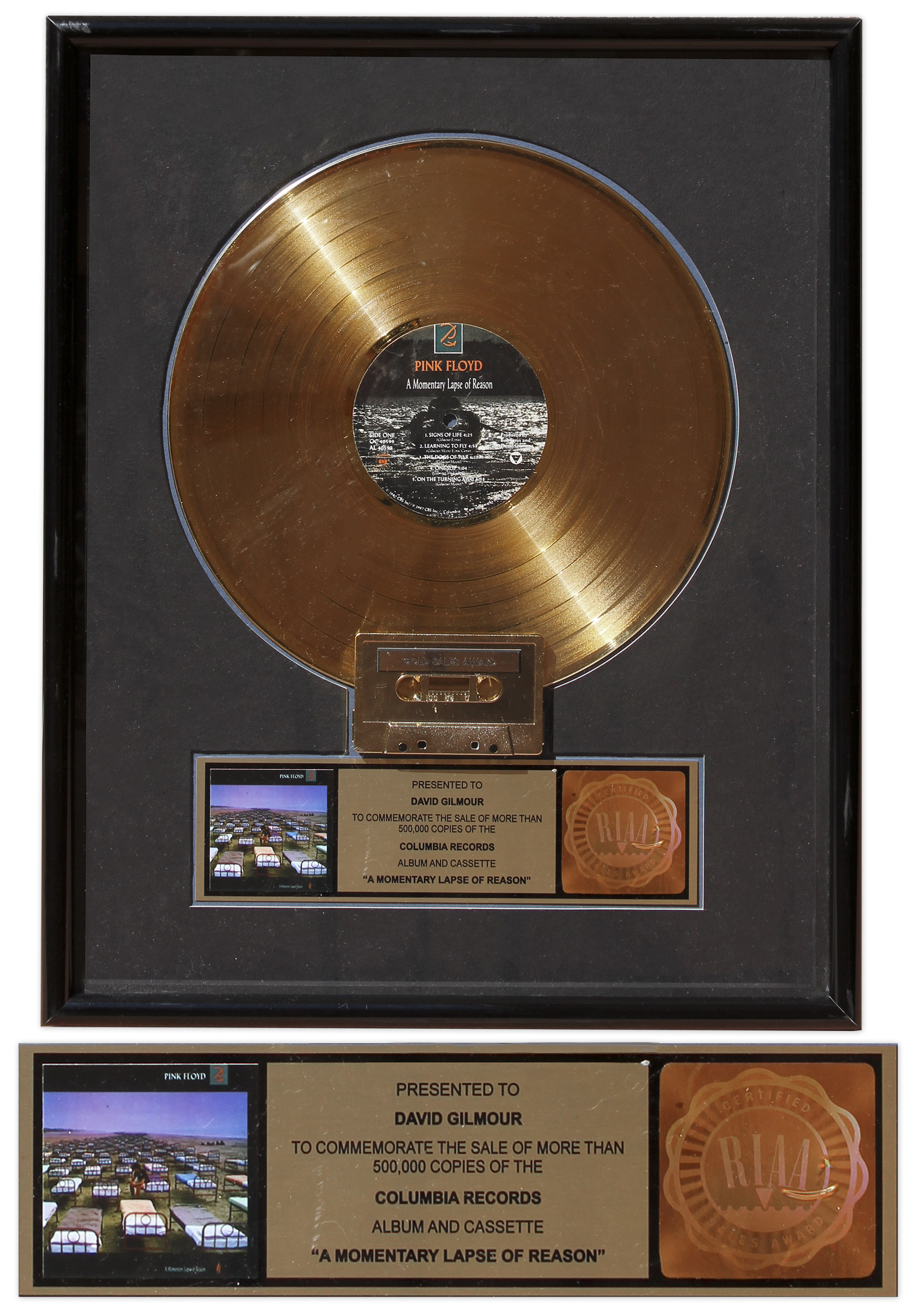 Lot Detail Pink Floyd RIAA Gold Record Award for ''A Momentary Lapse