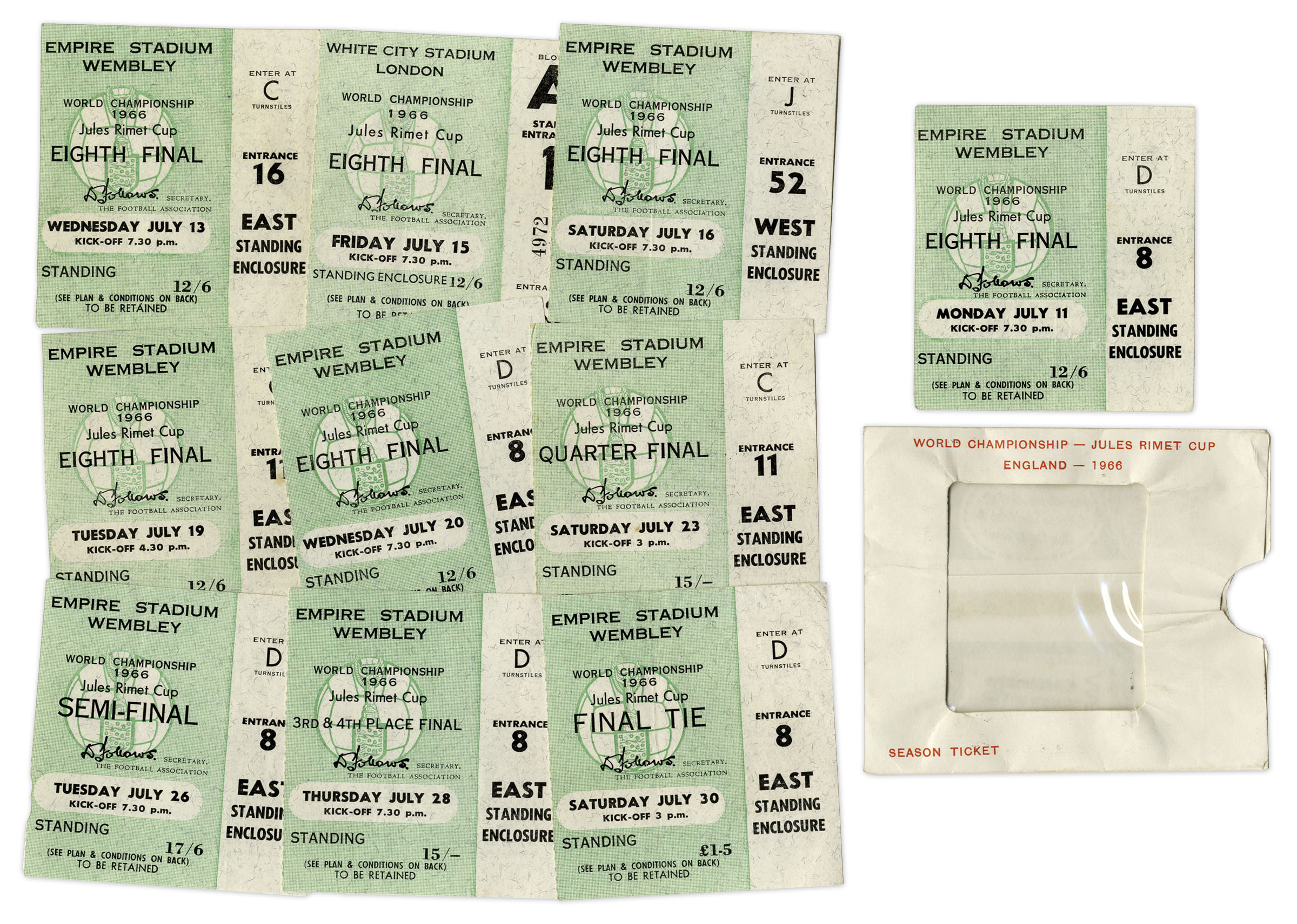 Lot Detail Full Set of England Tickets from Historic 1966 World Cup