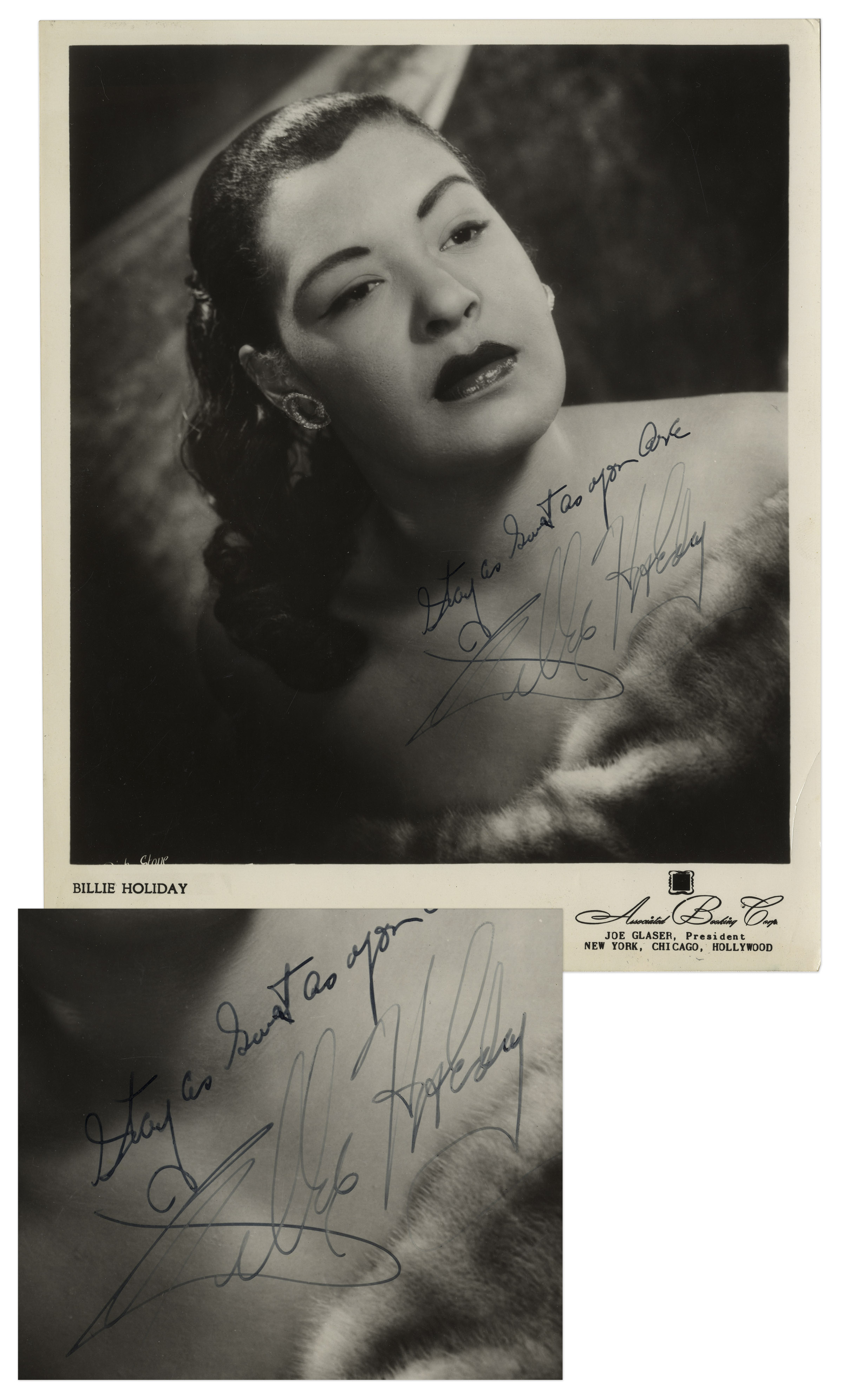 Billie Holiday Autograph on Her Photo Sells for 3,750 at Nate's