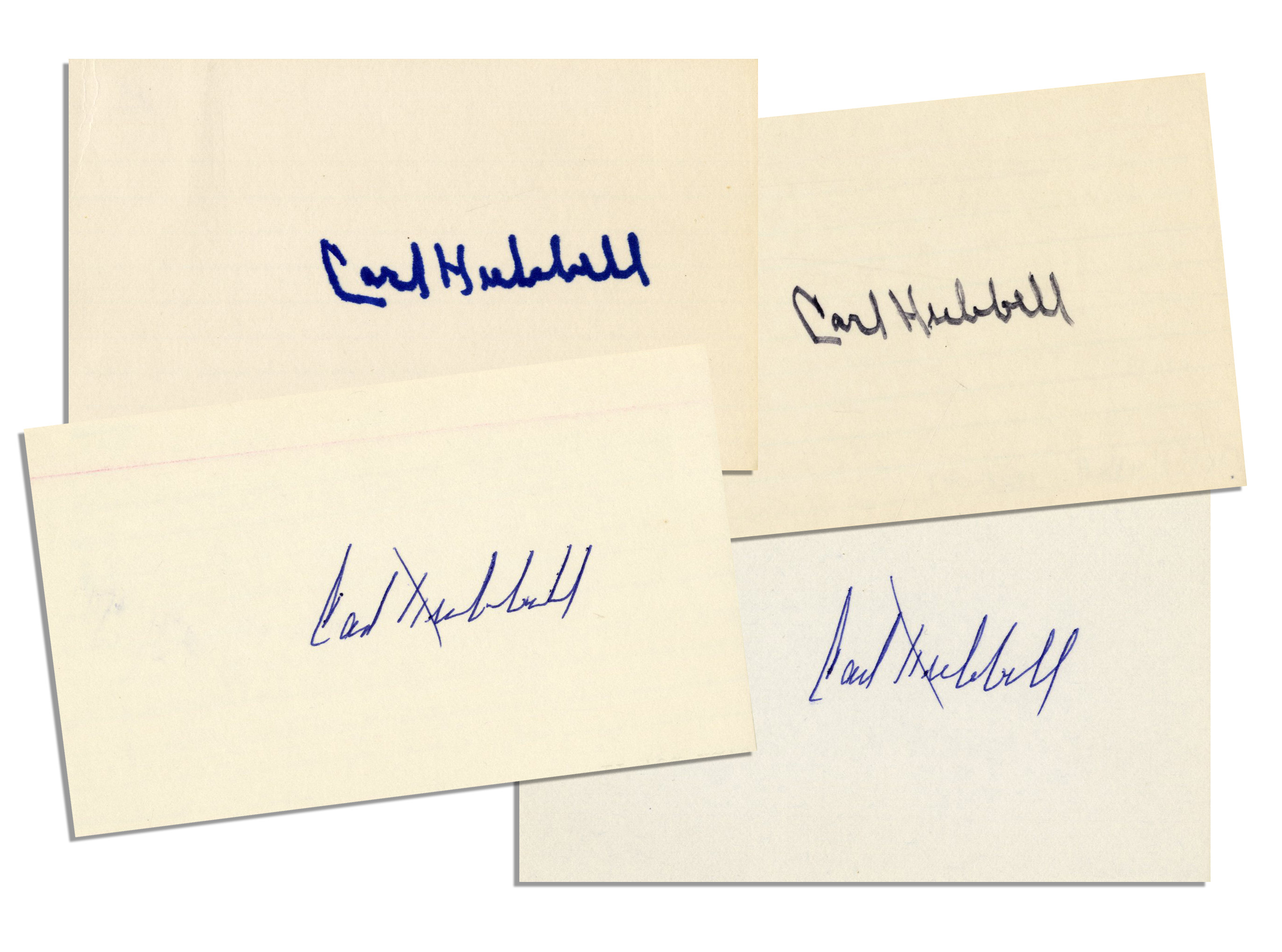 Lot Detail Lot of Four Cards Signed by Baseball Hall of Famer Carl