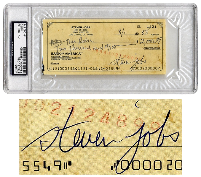 Lot Detail Steve Jobs Check Signed From 1988 Jobs Handwrites a