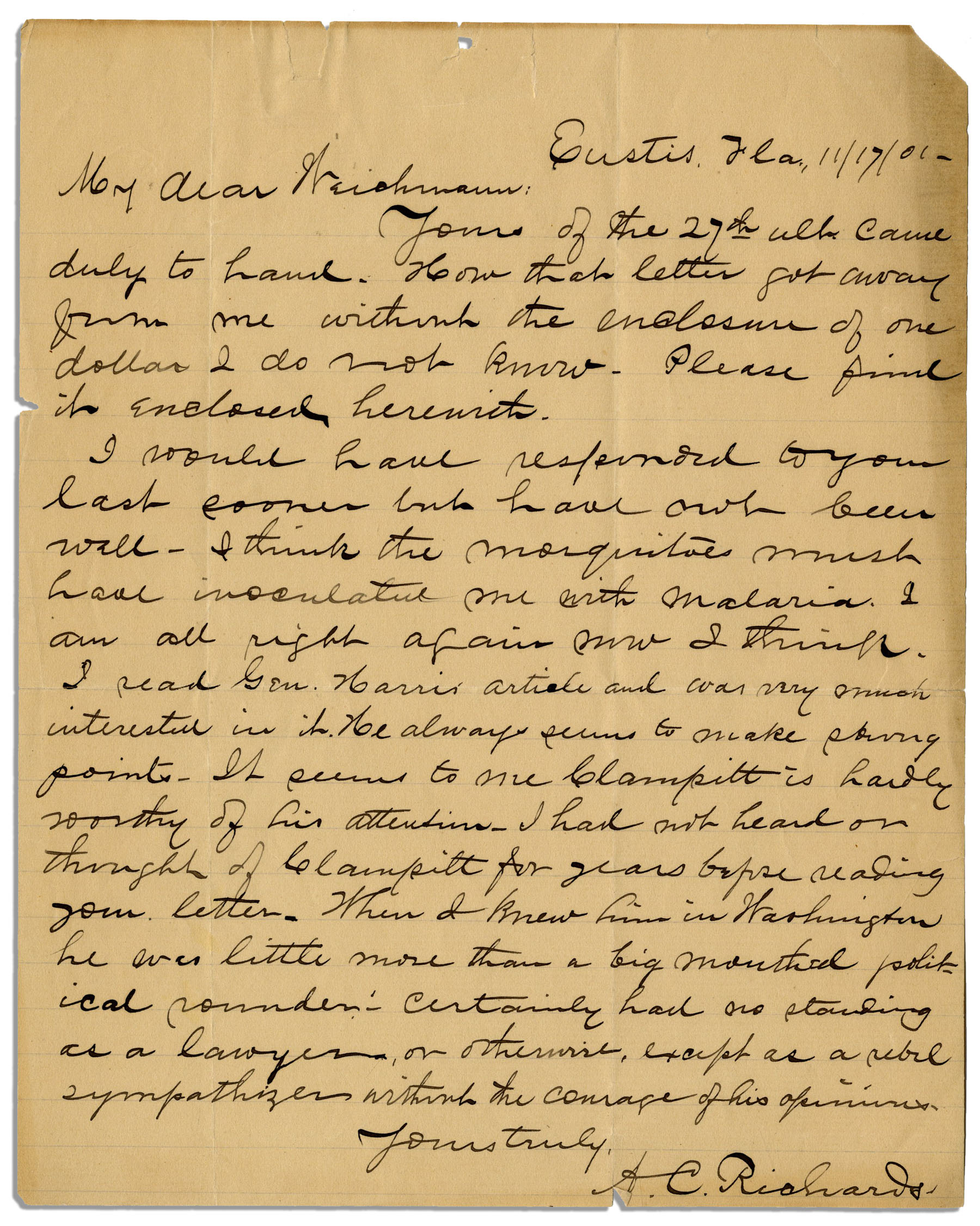 Lot Detail Abraham Lincoln Assassination Letter From the Lead