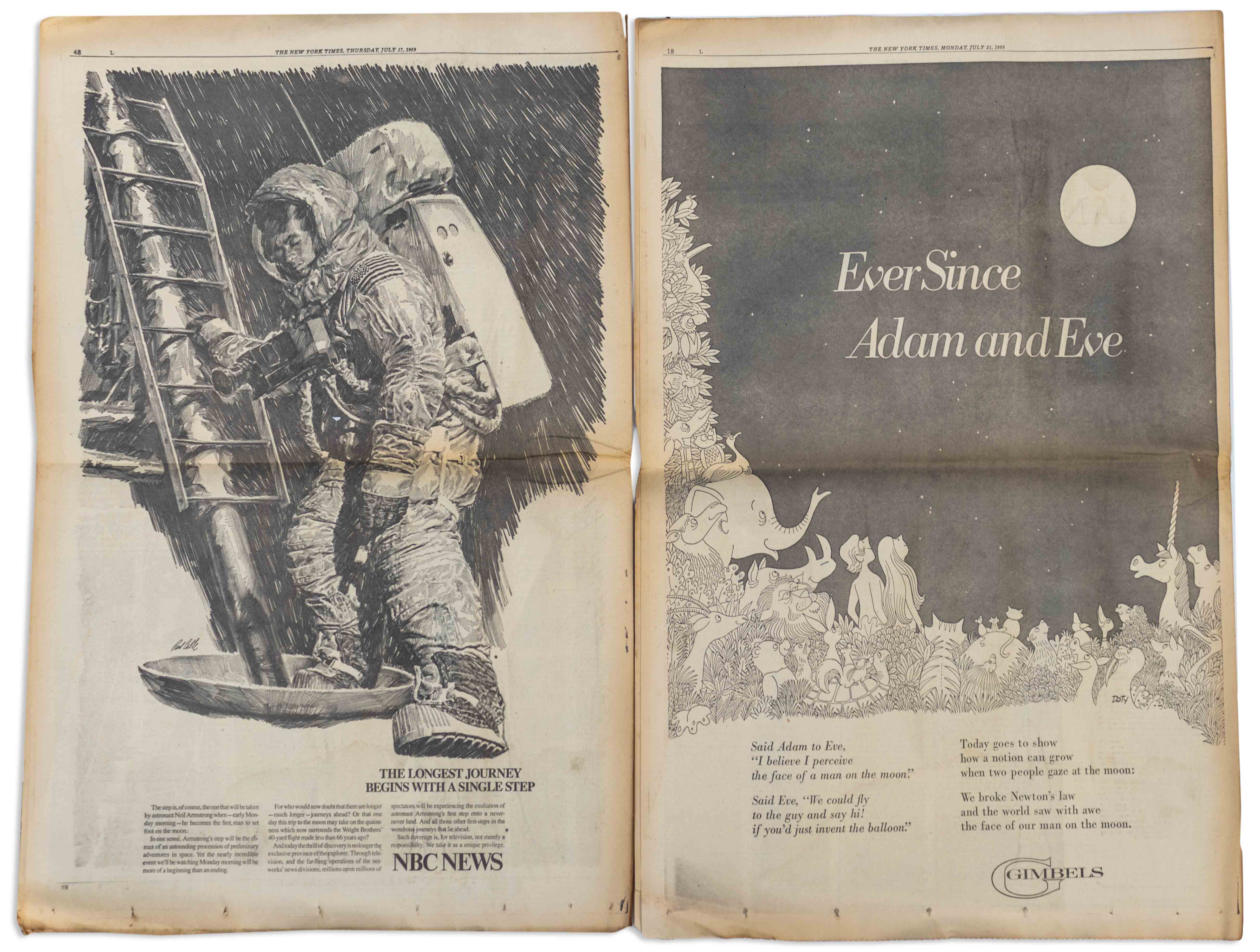 Lot Detail ''New York Times'' Newspaper From 21 July 1969 Reporting