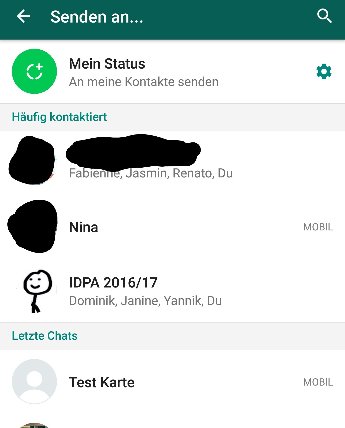 Whatsapp häufig kontaktiert fimbtranjingter