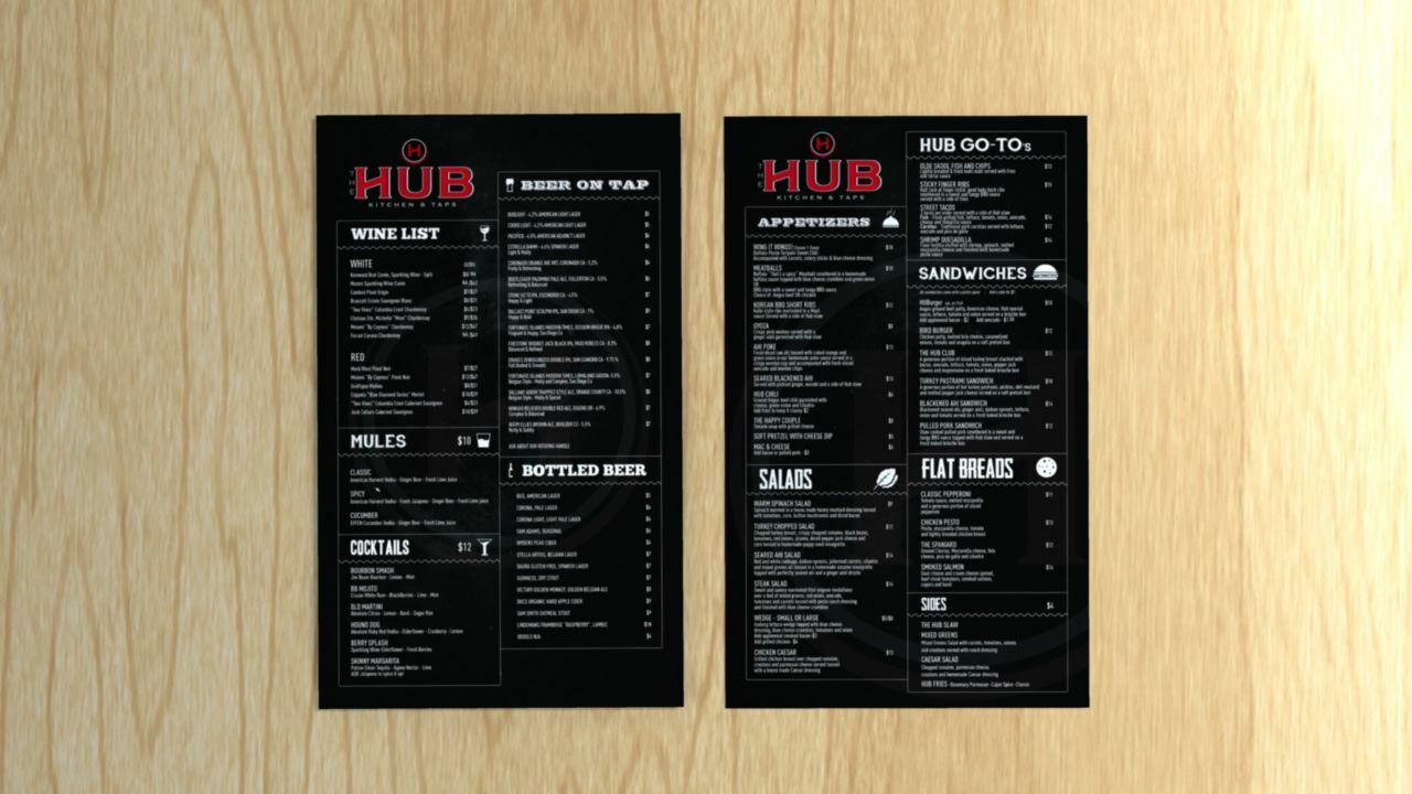 The Hub Restaurant Menu Design Nate Wren Design