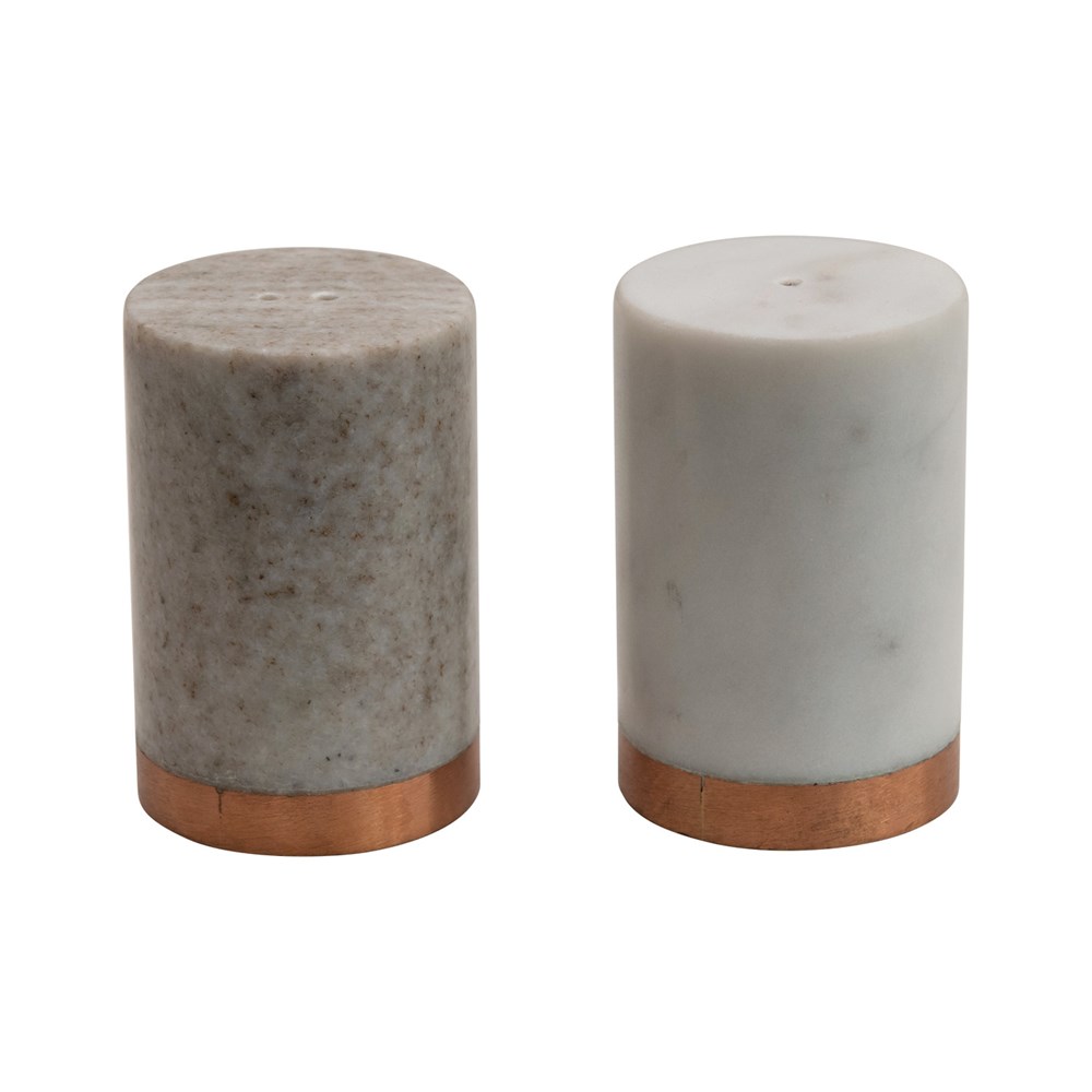 Marble Salt & Pepper Shakers with Copper Base Nathan & Co.