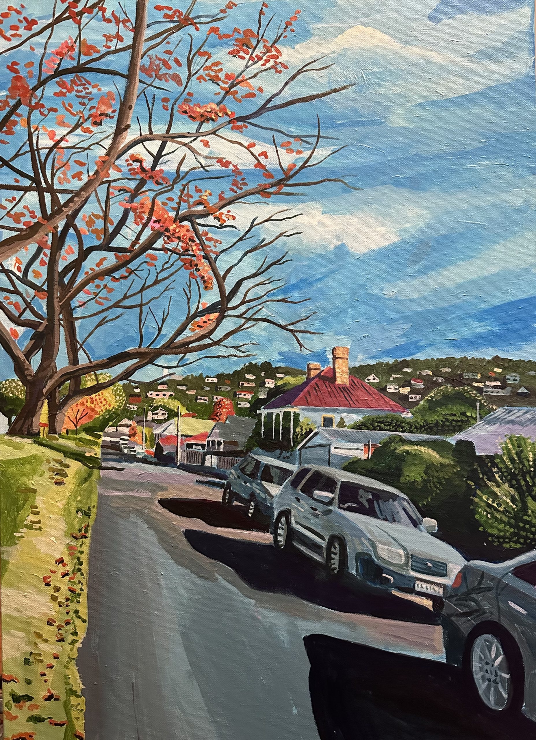 Streets of West Hobart 500x700mm acrylic on canvas Nathaniel Hiller Art
