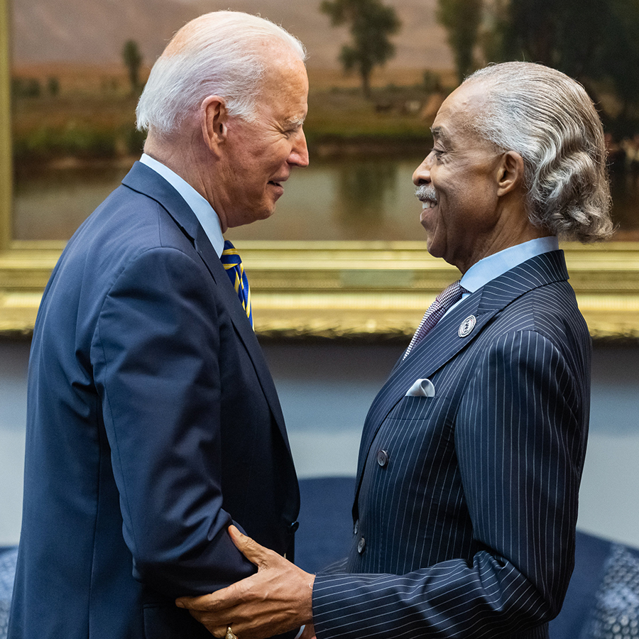 Rev Al Sharpton joins civil rights leaders to meet with President Joe