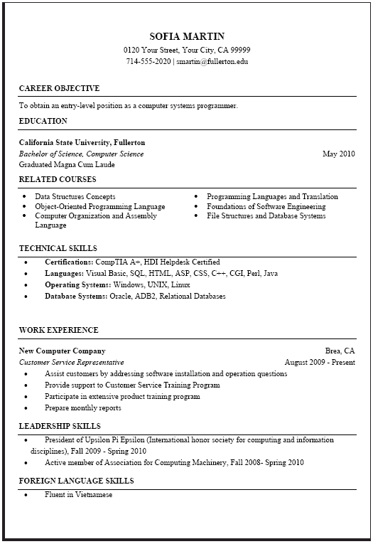 Free computer science internship resume templates at. Computer Science Resume Template | Template Business