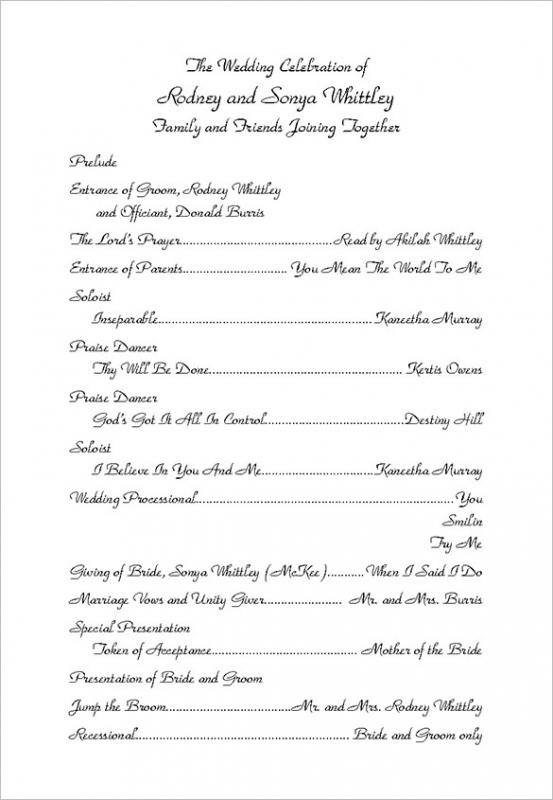 Example Wedding Programs Template Business