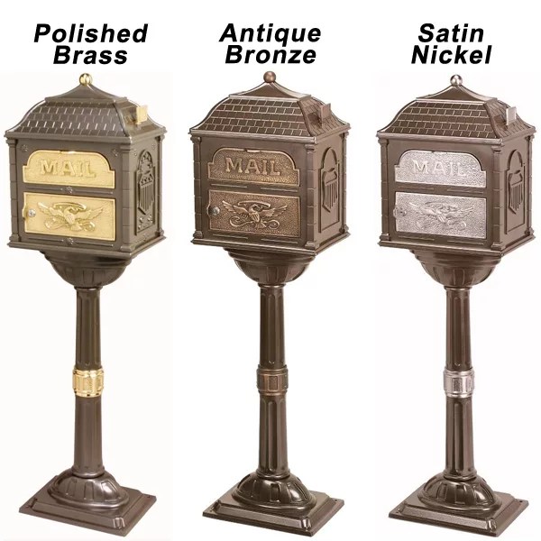 Gaines Classic Bronze Mailbox with Pedestal (USPS Approved)