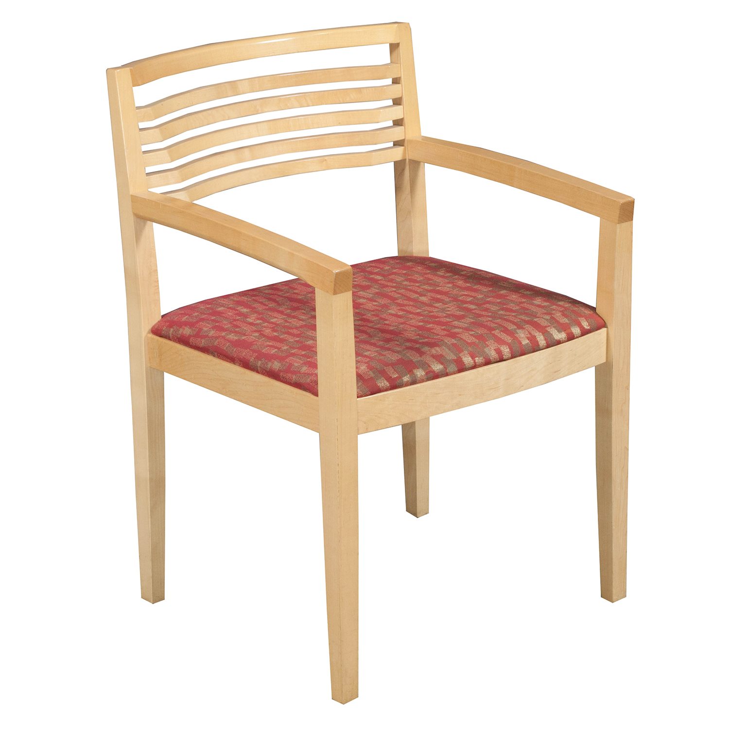 Knoll Ricchio Used Maple Wood Side Chair, Red Pattern National Office
