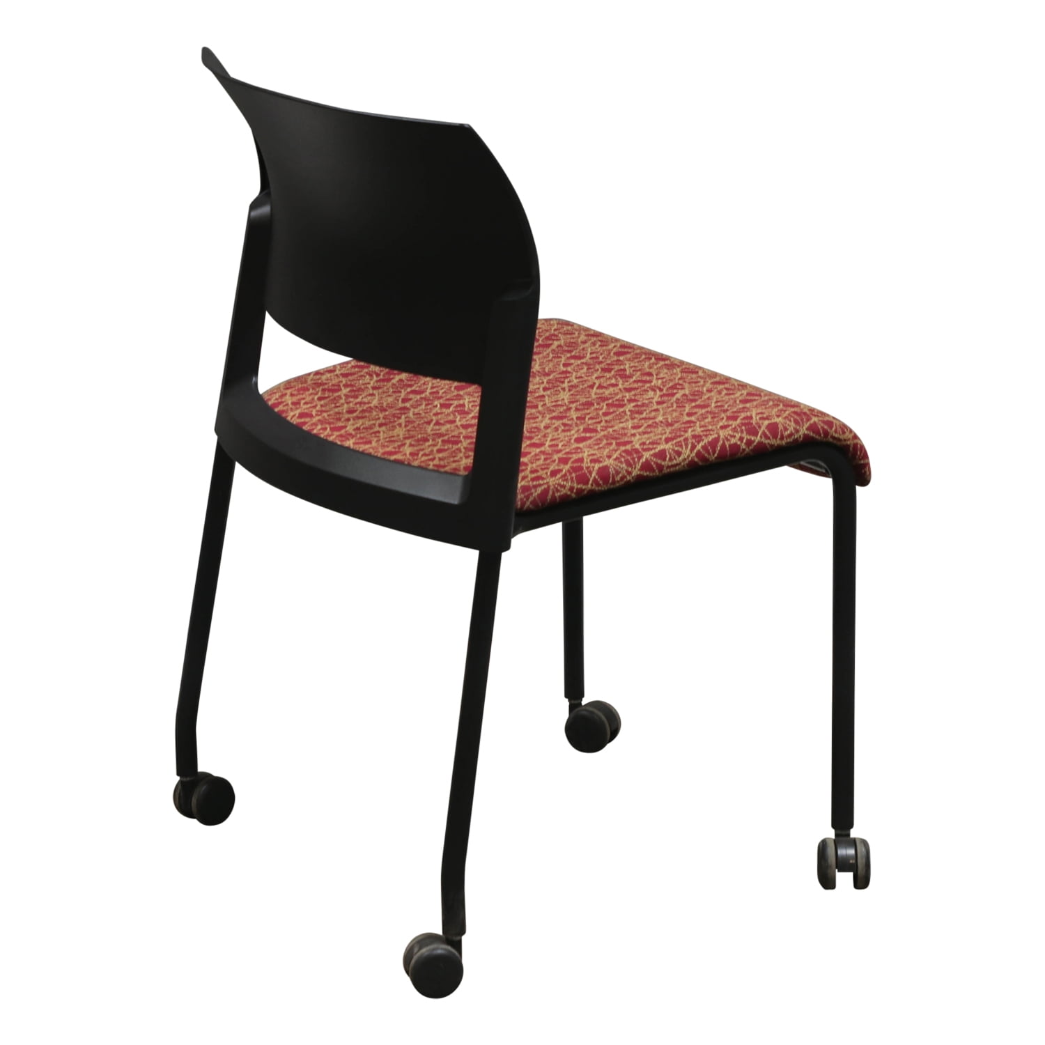 Steelcase Move Used Mobile Stack Chair, Red w Gold Pattern National