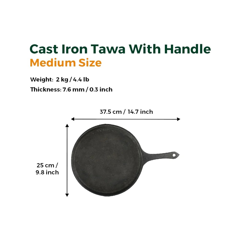 Cast Iron Dosa Tawa With Handle (Pre Seasoned 10 inch) Send Sweets