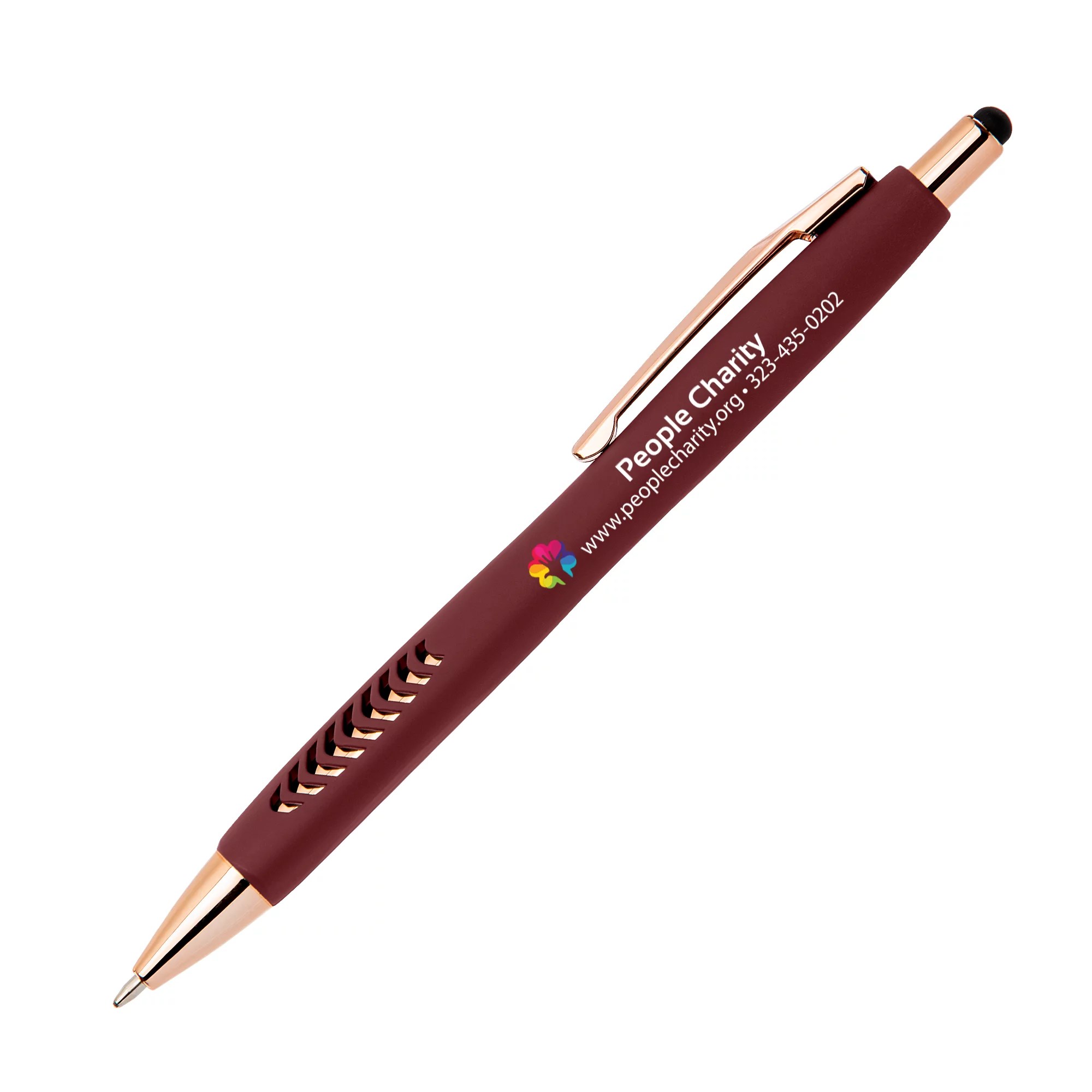 Promotional Full Color Soft Touch Basilia Stylus Pen with Rose Gold