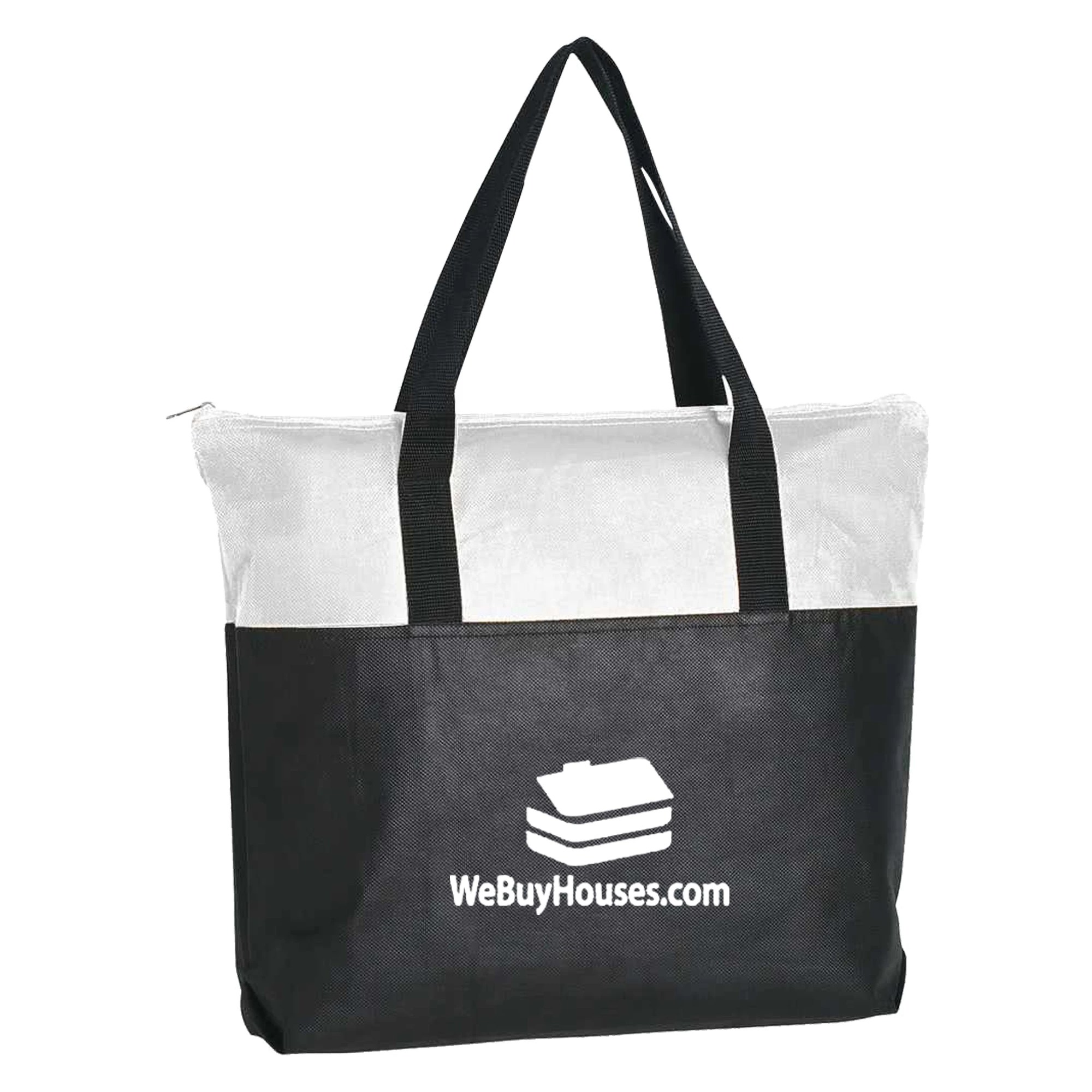 Custom Large Black Tote Bag with Zippered Top National Pen