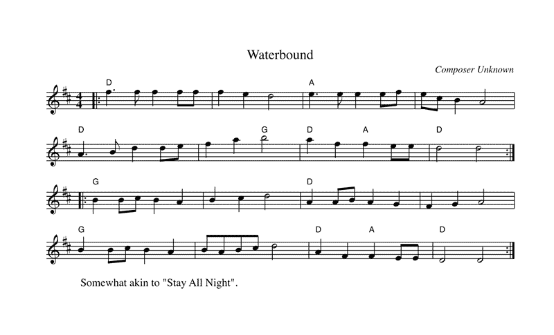 Waterbound North Atlantic Tune List