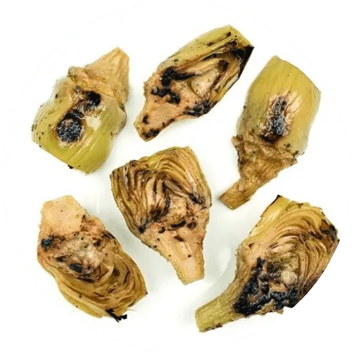 canned Artichokes Hearts, Quarters, Bottoms, Marinated and Grilled.