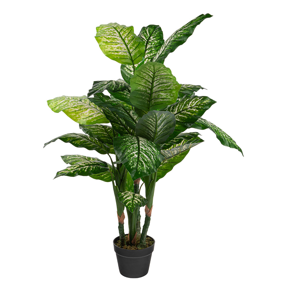 Artificial 47" Dieffenbachia in Black Pot Naturae Decor