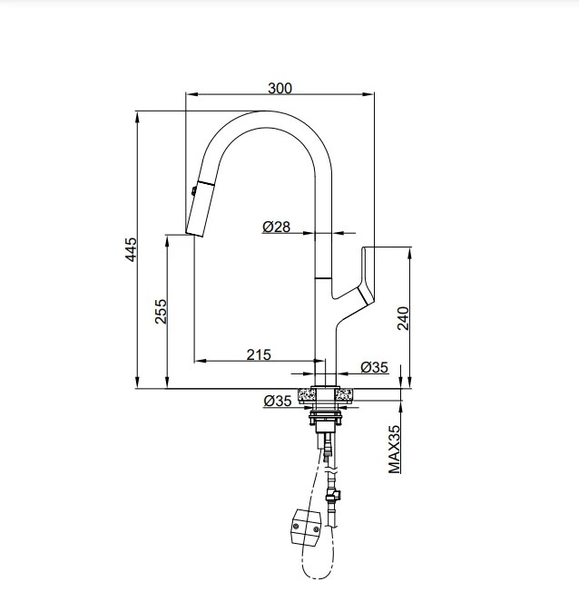 XL Vision Kitchen PullOut Mixer Tap Brushed Stainless Steel
