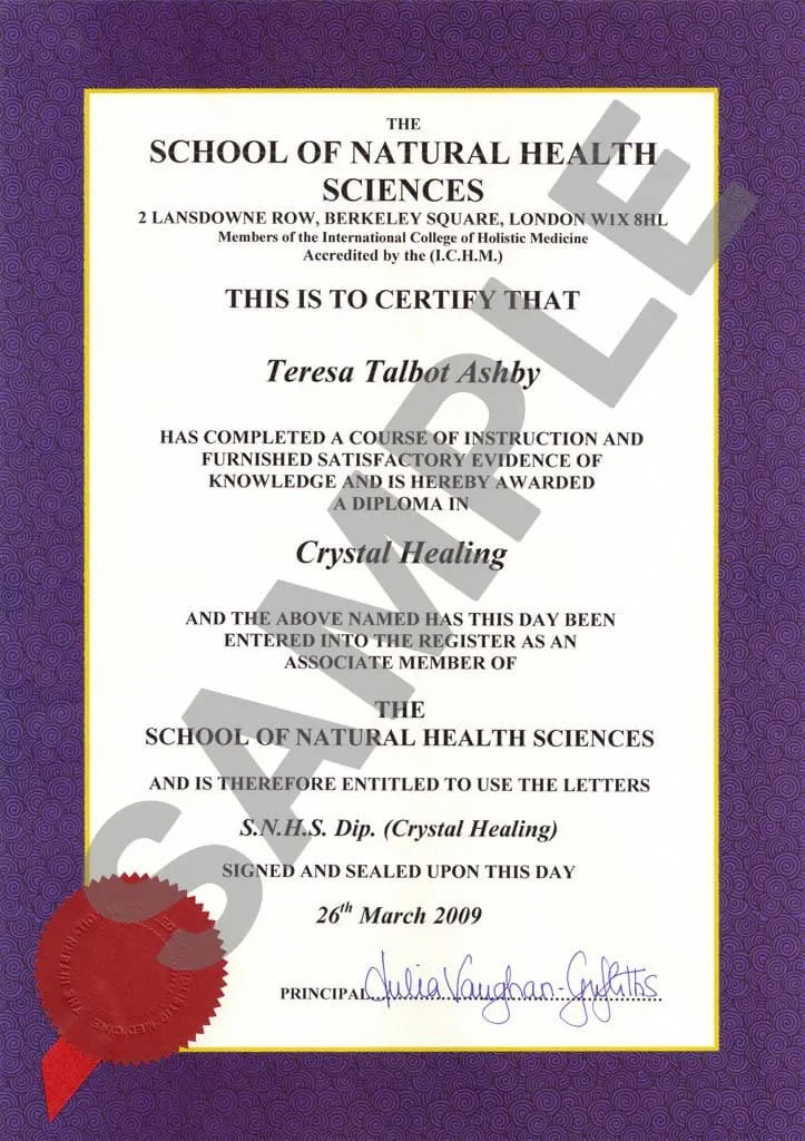 Sample SNHS Diploma SNHS School of Natural Health Sciences