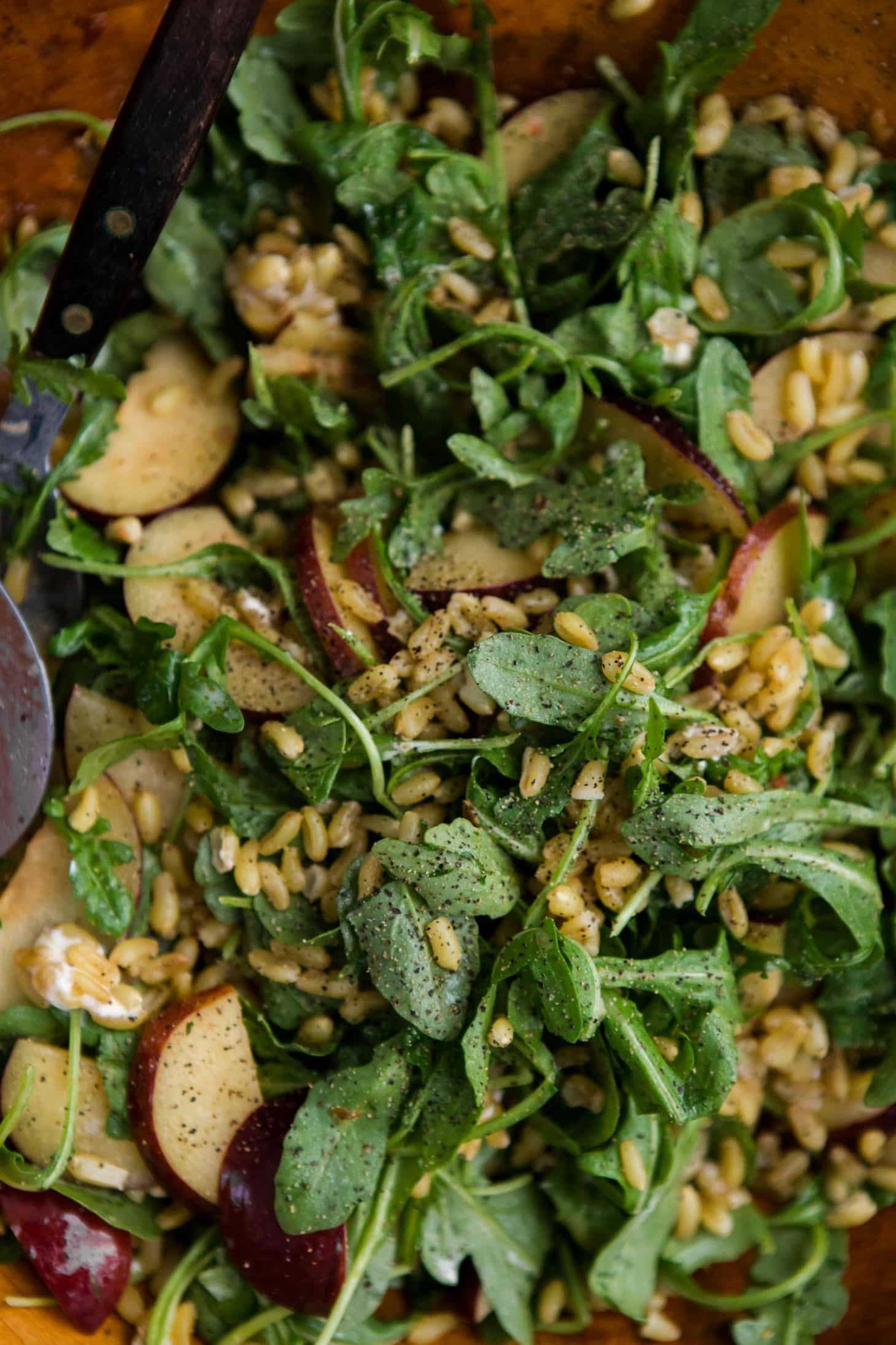 Plum Salad with Kamut and Arugula Naturally Ella