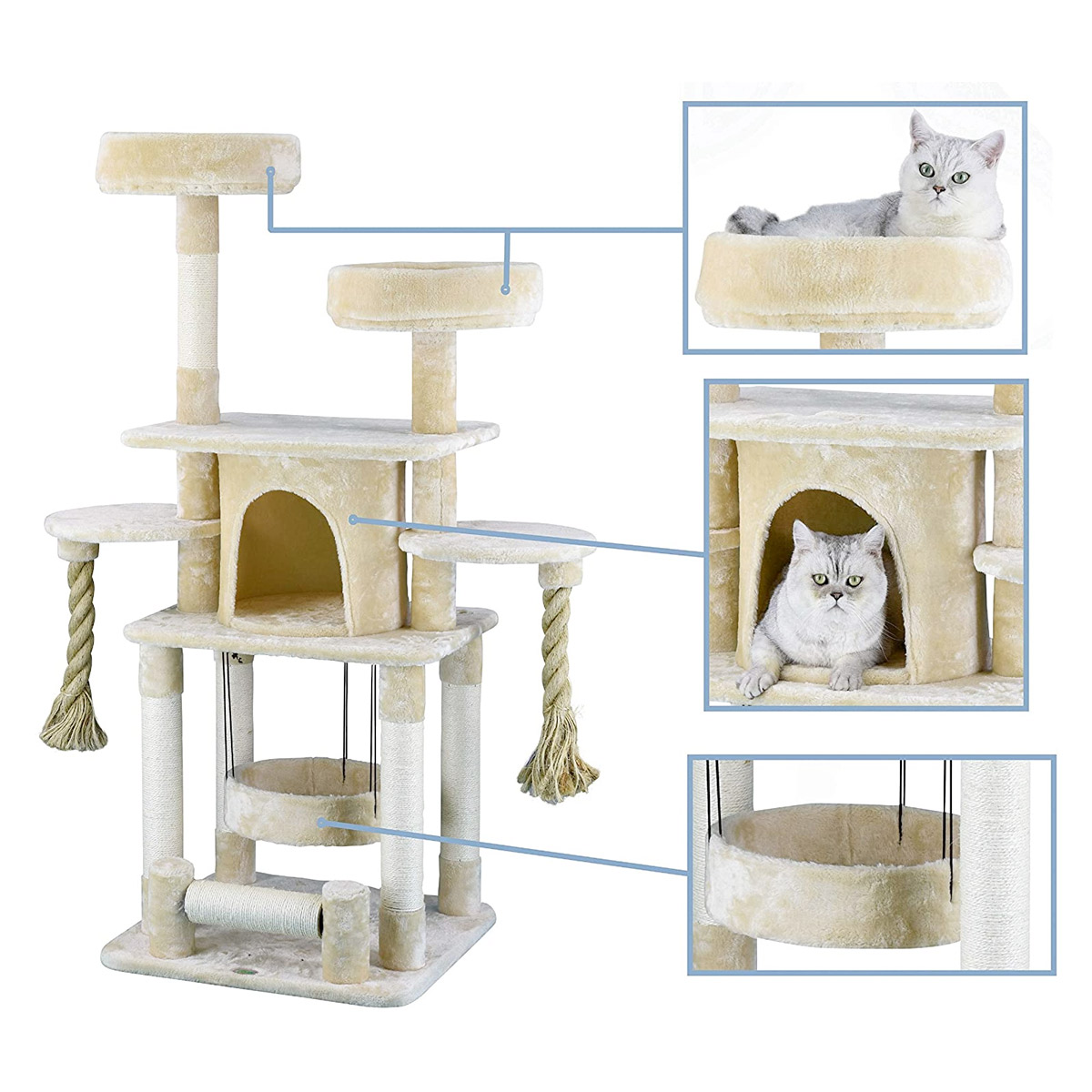 57.5" Jungle Rope Cat Tree (F824) Naturally For Pets