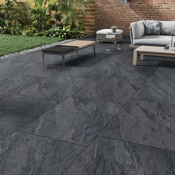 Earthcore Black Outdoor Porcelain Paving Tiles 600mm x 900mm x 20mm
